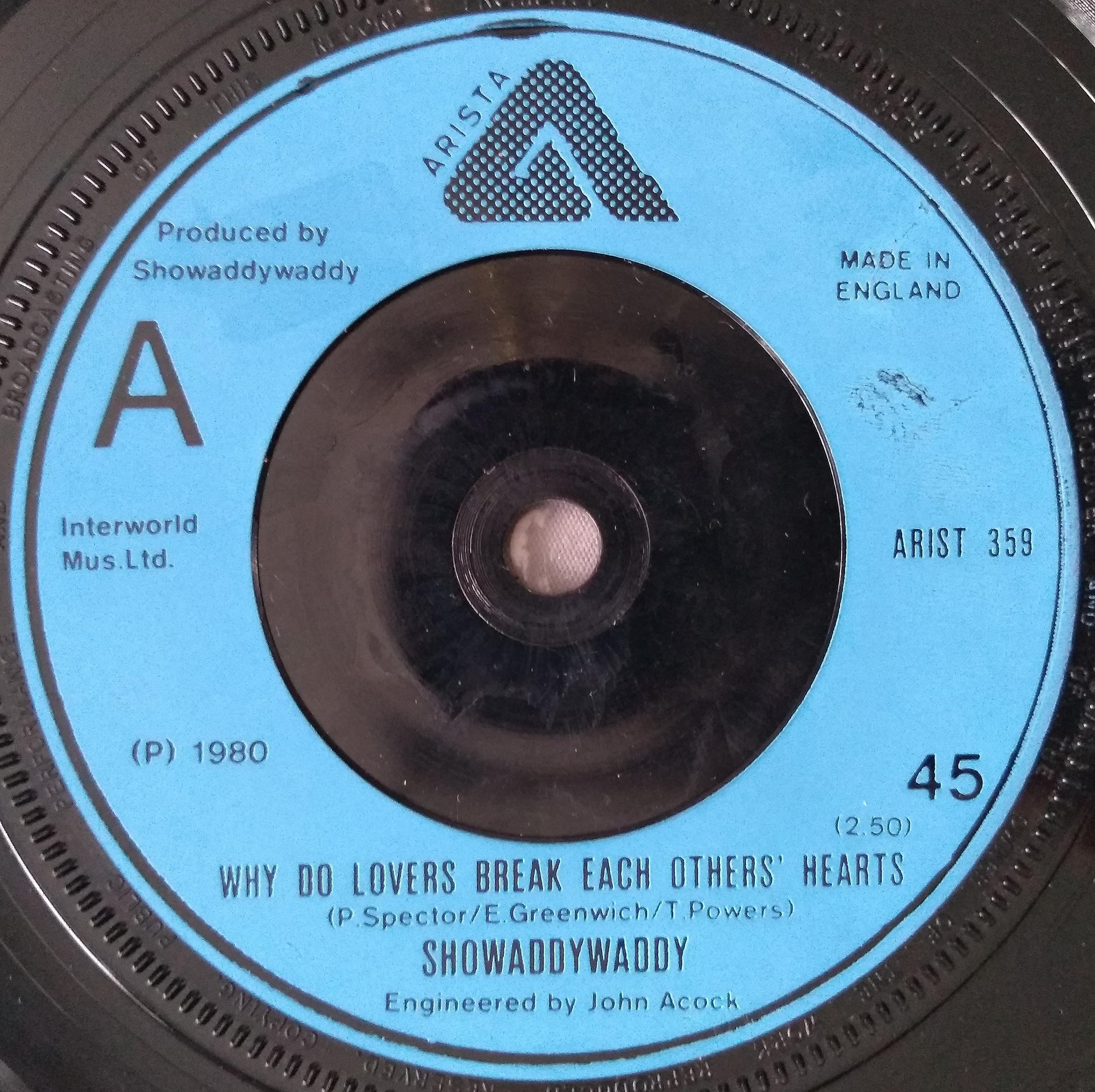 Showaddywaddy - Why Do Lovers Break Each Others' Hearts (Arista 1980) 7" vinyl single VG/-