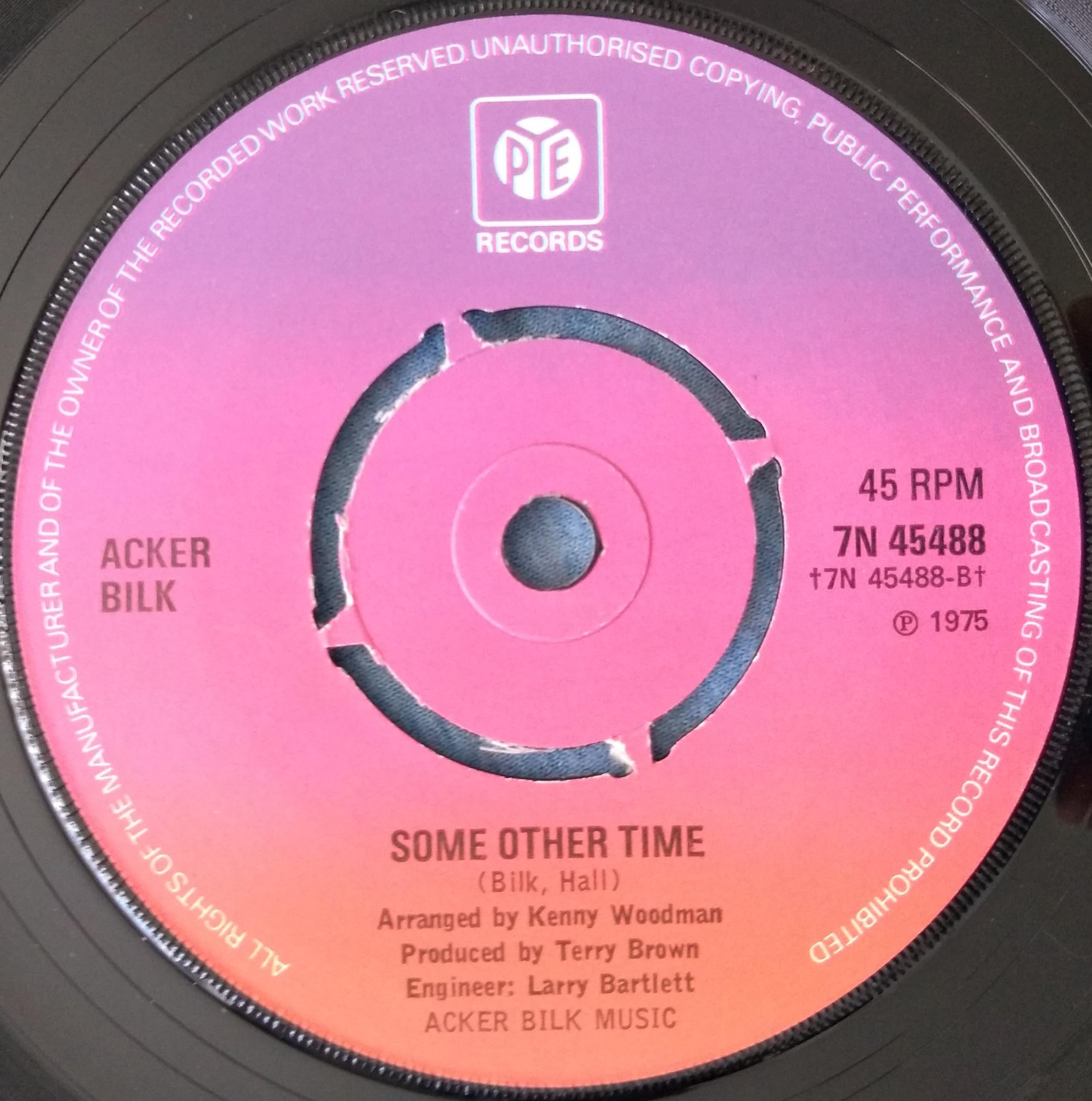 Acker Bilk – Canios Tune (Pye 1975) 7" vinyl single VG/-