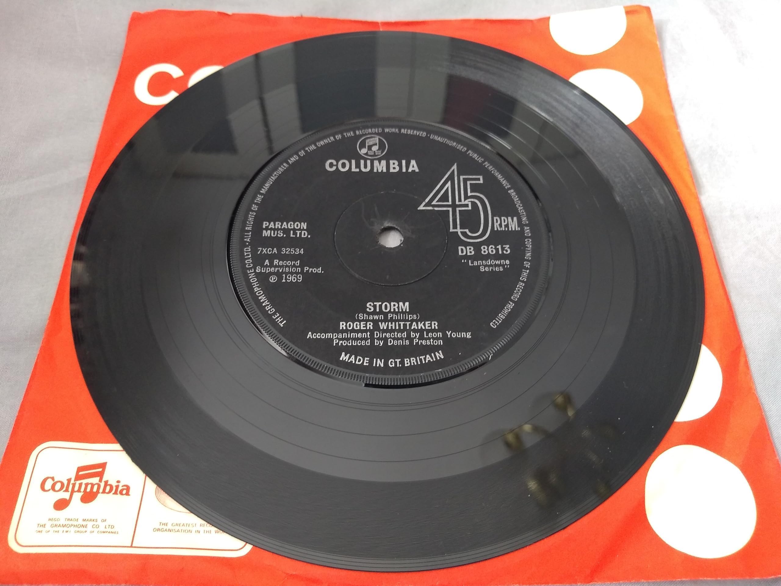 Roger Whittaker – Durham Town (The Leavin') (Columbia 1969) 7" vinyl single VG/VG