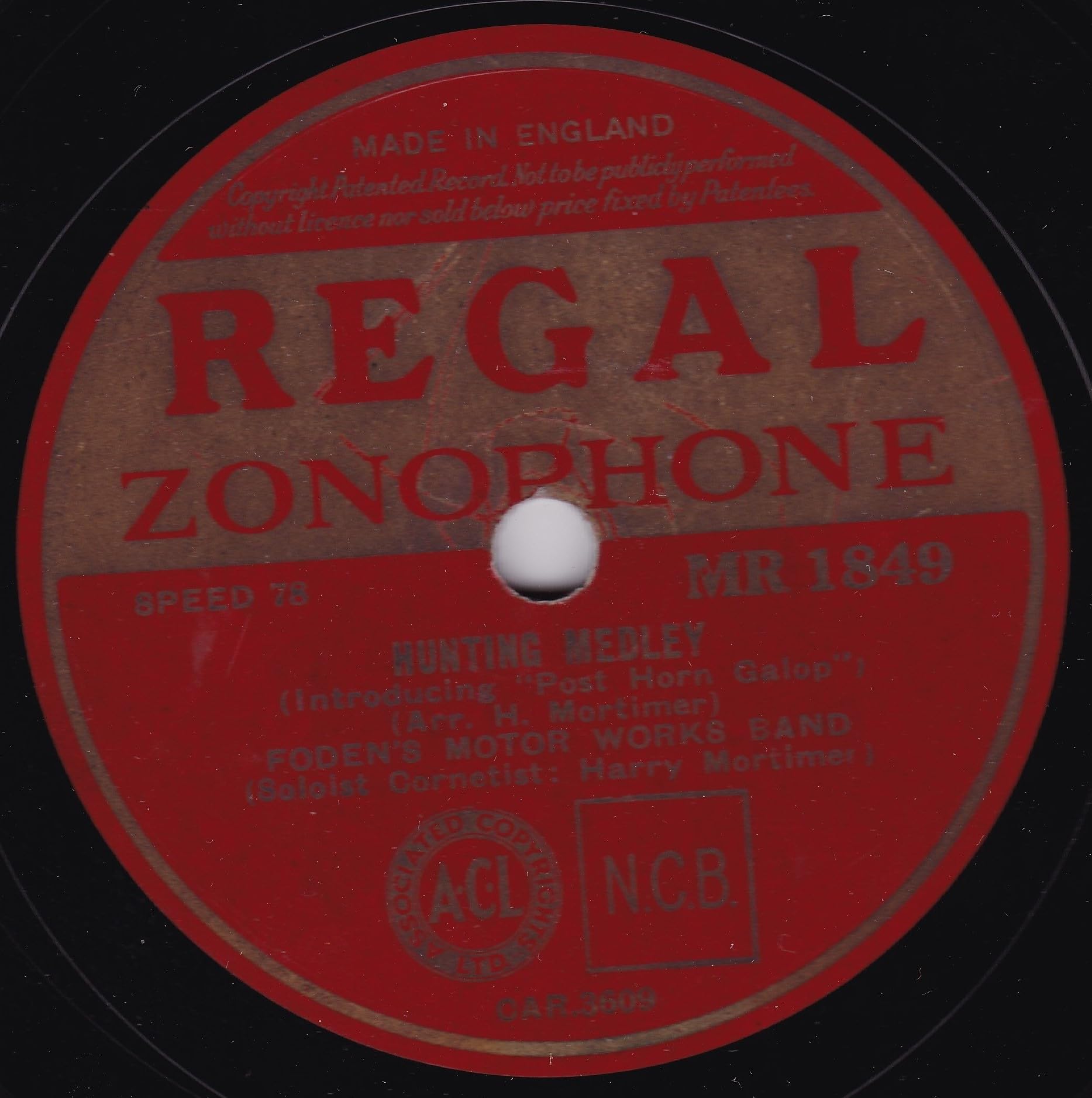 Foden's Motor Works Band – Hunting Medley (Regal Zonophone 1935) 78 RPM shellac single VG/-