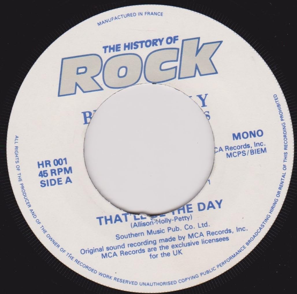 Buddy Holly And The Crickets – That'll Be The Day (The History of Rock 1982) 7" vinyl single VG/- jukebox centre