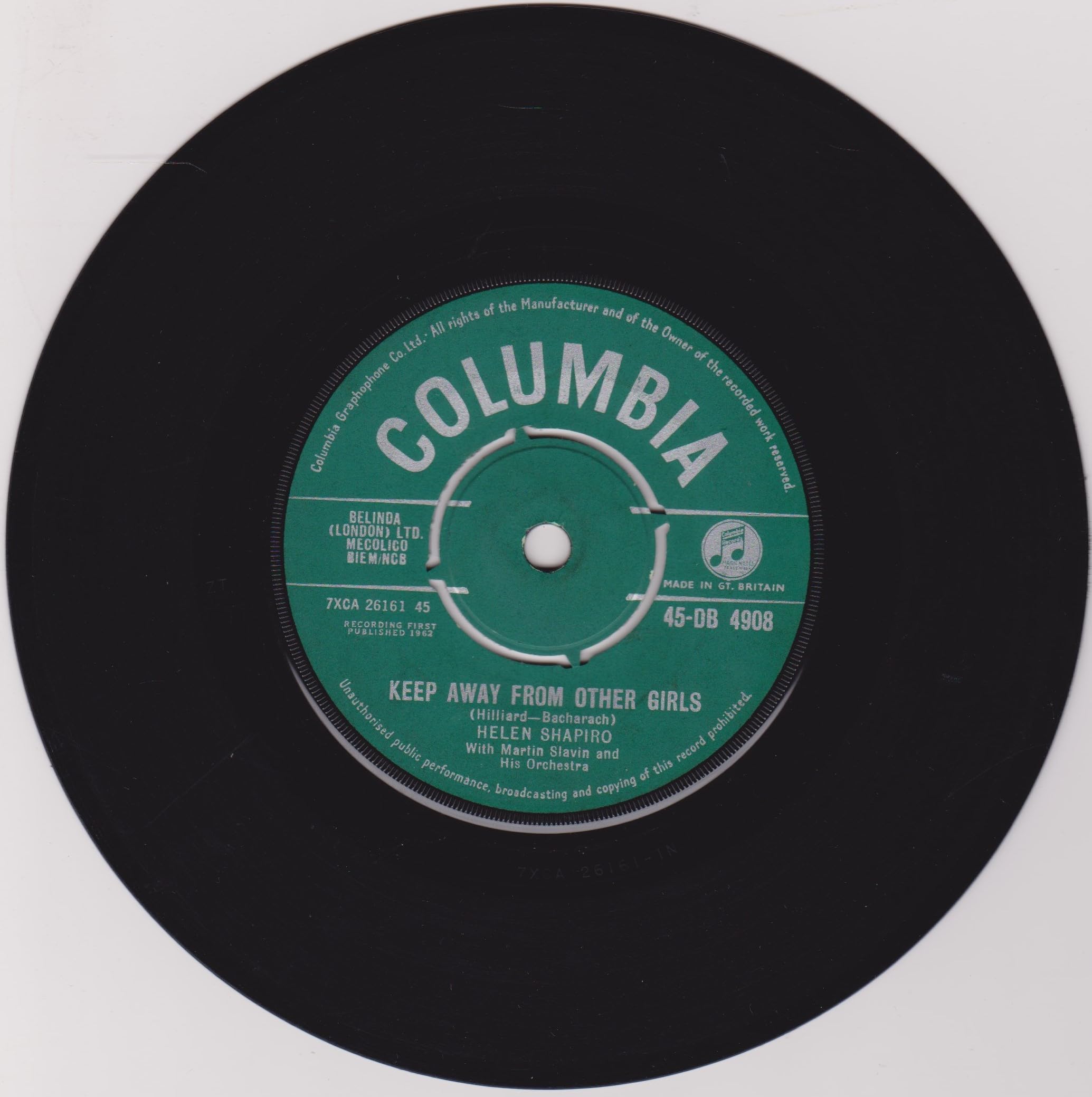Helen Shapiro - Keep Away From Other Girls (Columbia 1962) 7" vinyl single VG/-