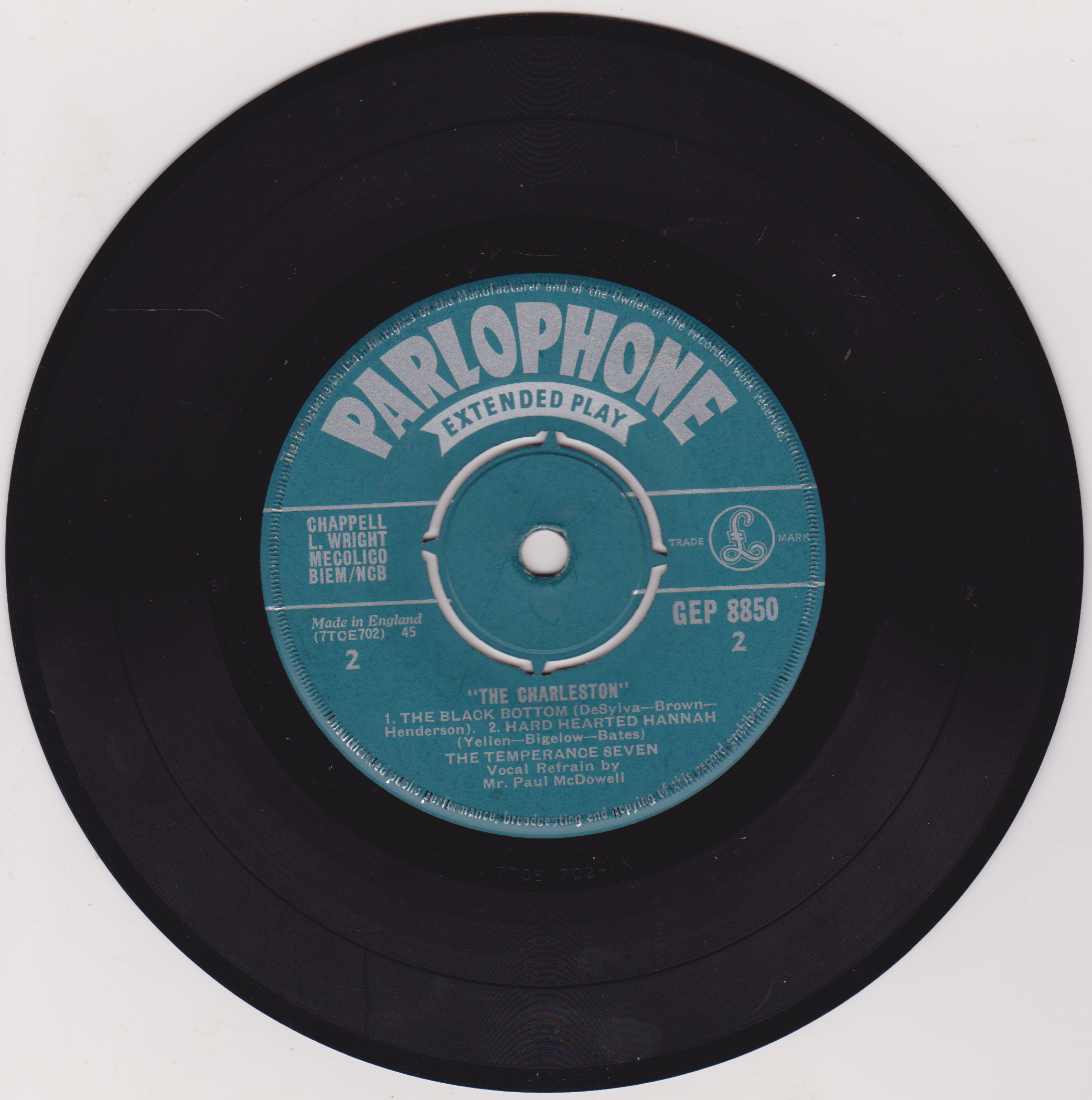 The Temperance Seven – The Charleston And Other Selections (Parlophone 1961) 7" vinyl EP VG/-