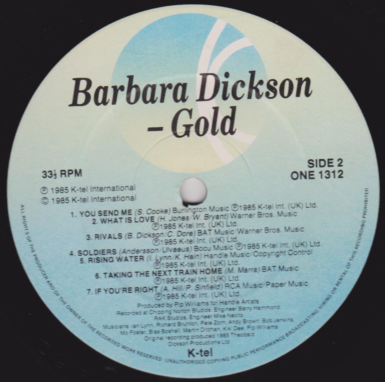 Barbara Dickson – Gold (K-Tel 1985) 12" vinyl LP VG/VG