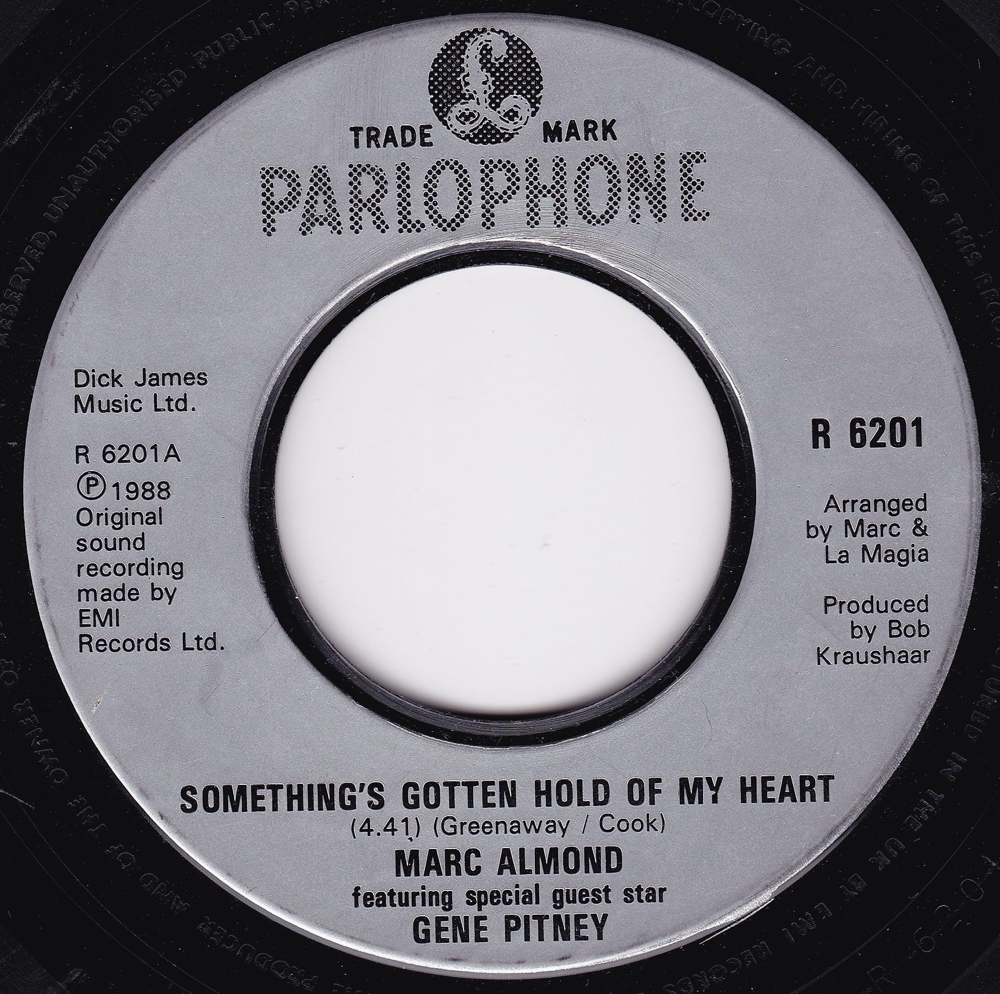 Marc Almond – Something's Gotten Hold of My Heart (featuring Gene Pitney) (Parlophone 1988) 7" vinyl single VG/- jukebox centre