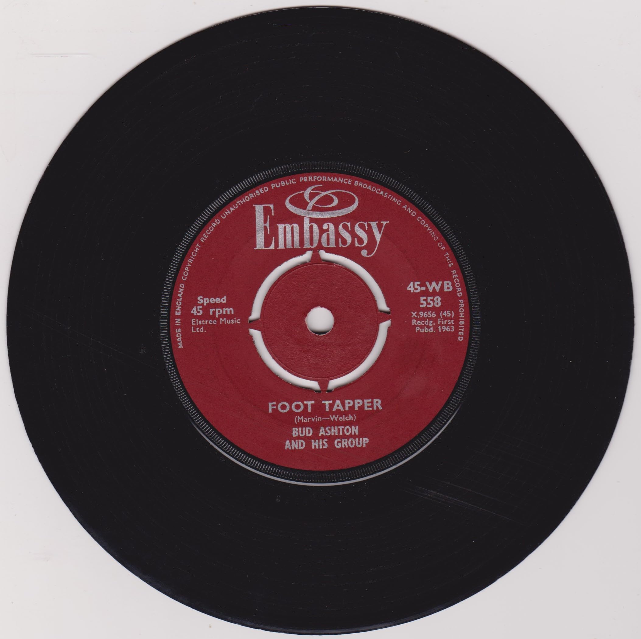 Bud Ashton And His Group ‎– Foot Tapper / Robot (Embassy 1963) 7" vinyl single VG/VG