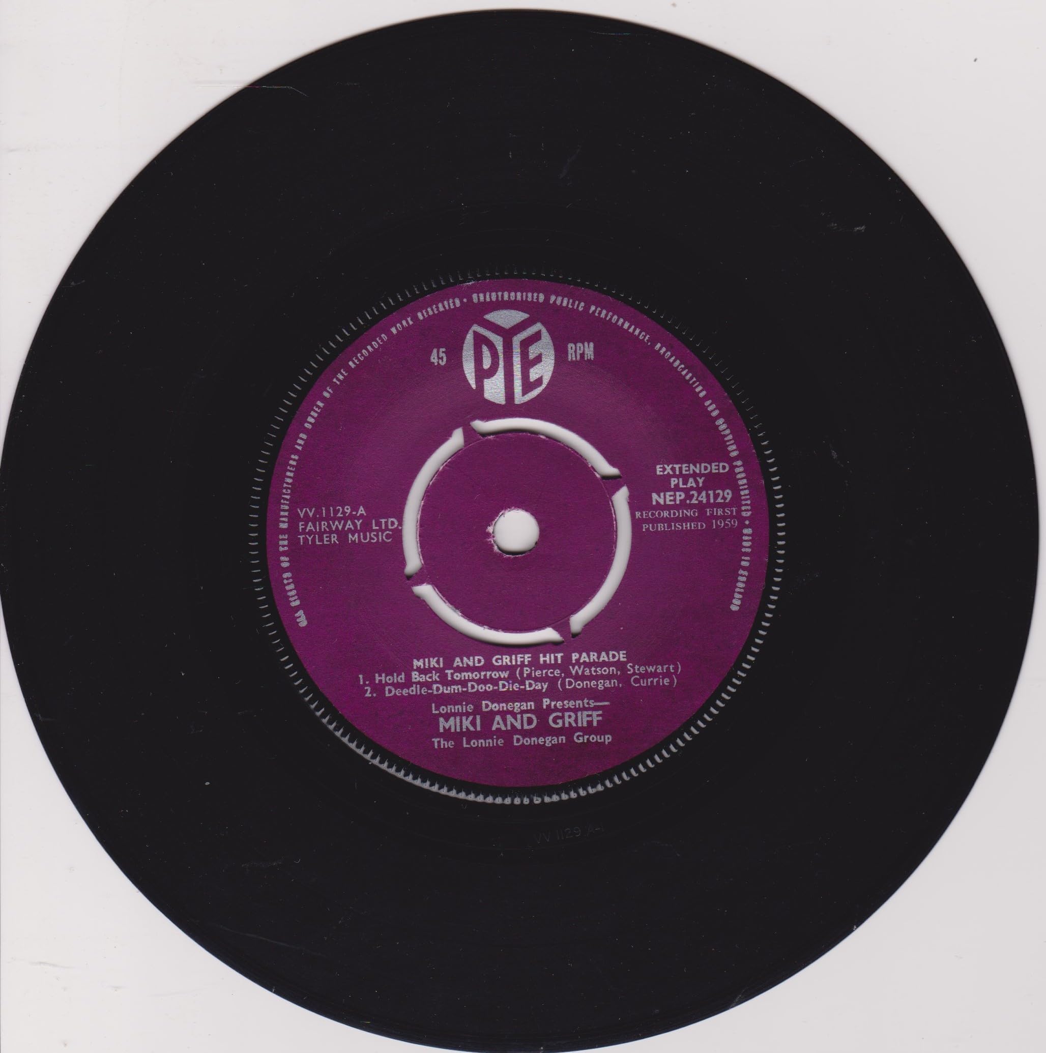 Miki And Griff* With The Lonnie Donegan Group ‎– Hit Parade (Pye 1959) 7" vinyl EP VG/VG