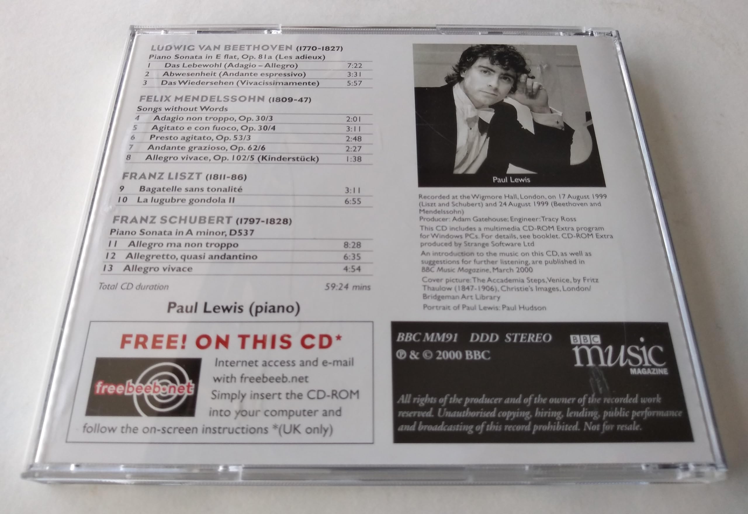 Beethoven, Mendelssohn, Liszt & Schubert - Piano Sonata 'Les Adieux' (2000) CD album