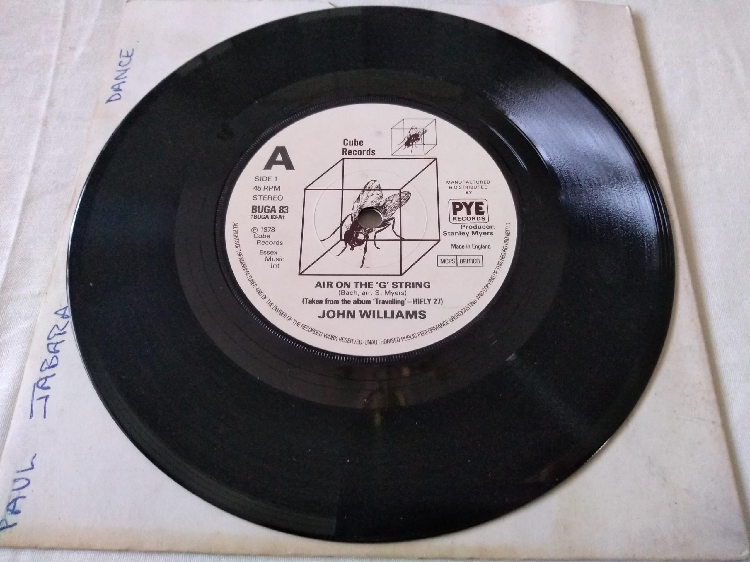 John Williams - Air On The 'G' String (Cube 1979) 7" vinyl single VG/-