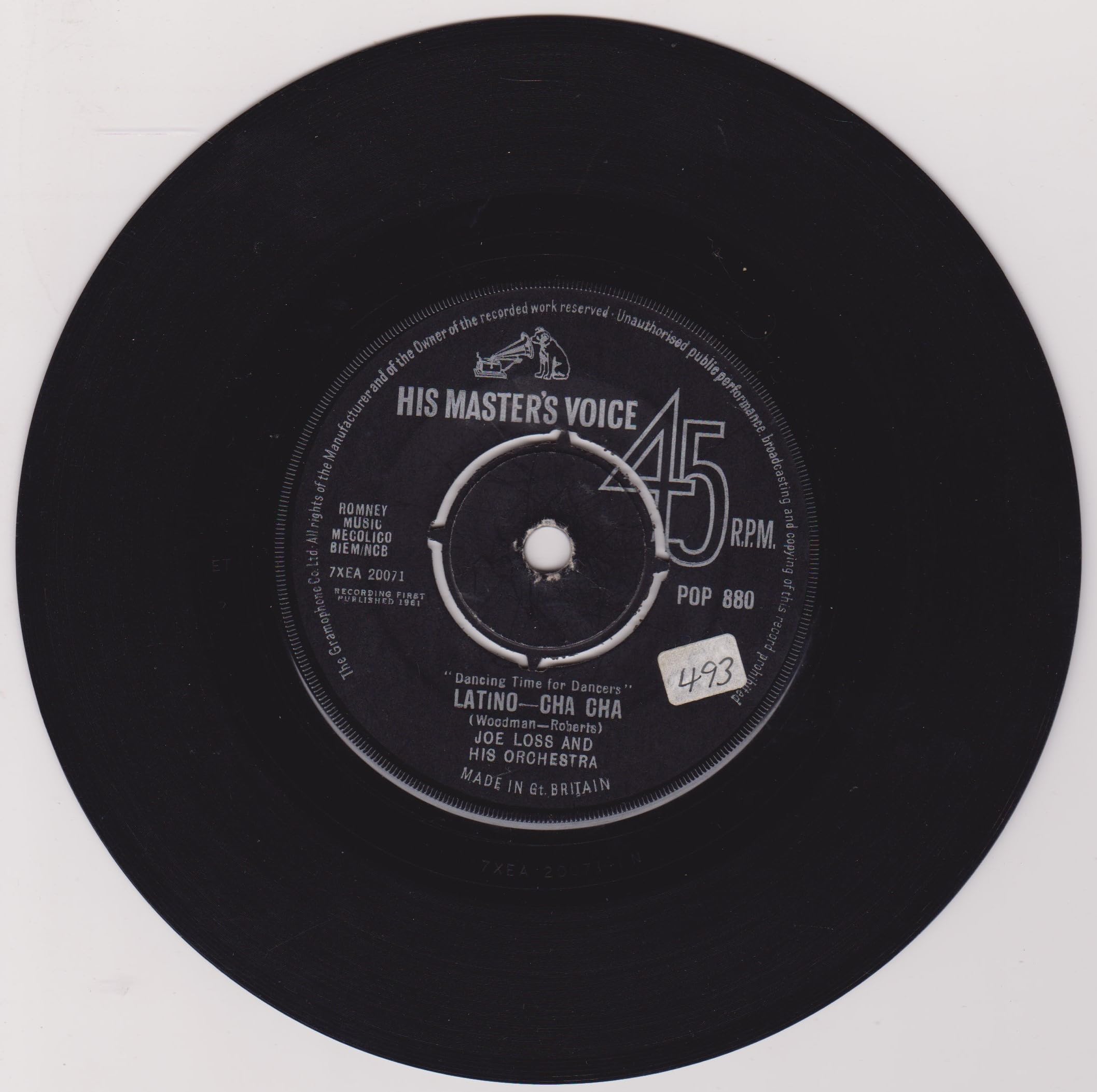Joe Loss & His Orchestra ‎– Wheels - Cha Cha (HMV) 7" vinyl single VG/-