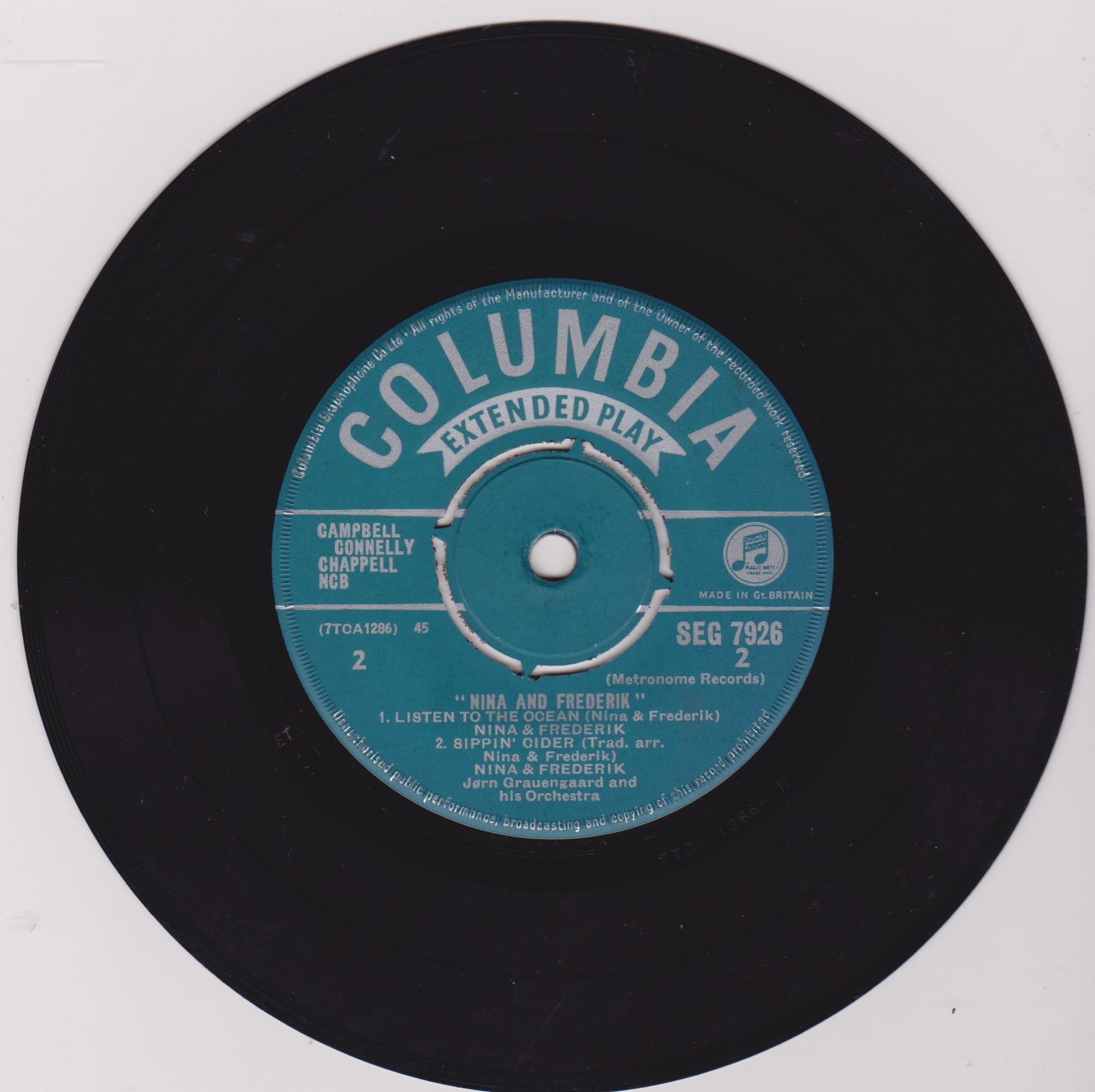 Nina And Frederik ‎– Nina And Frederik (Columbia 1959) 7" vinyl EP VG/VG