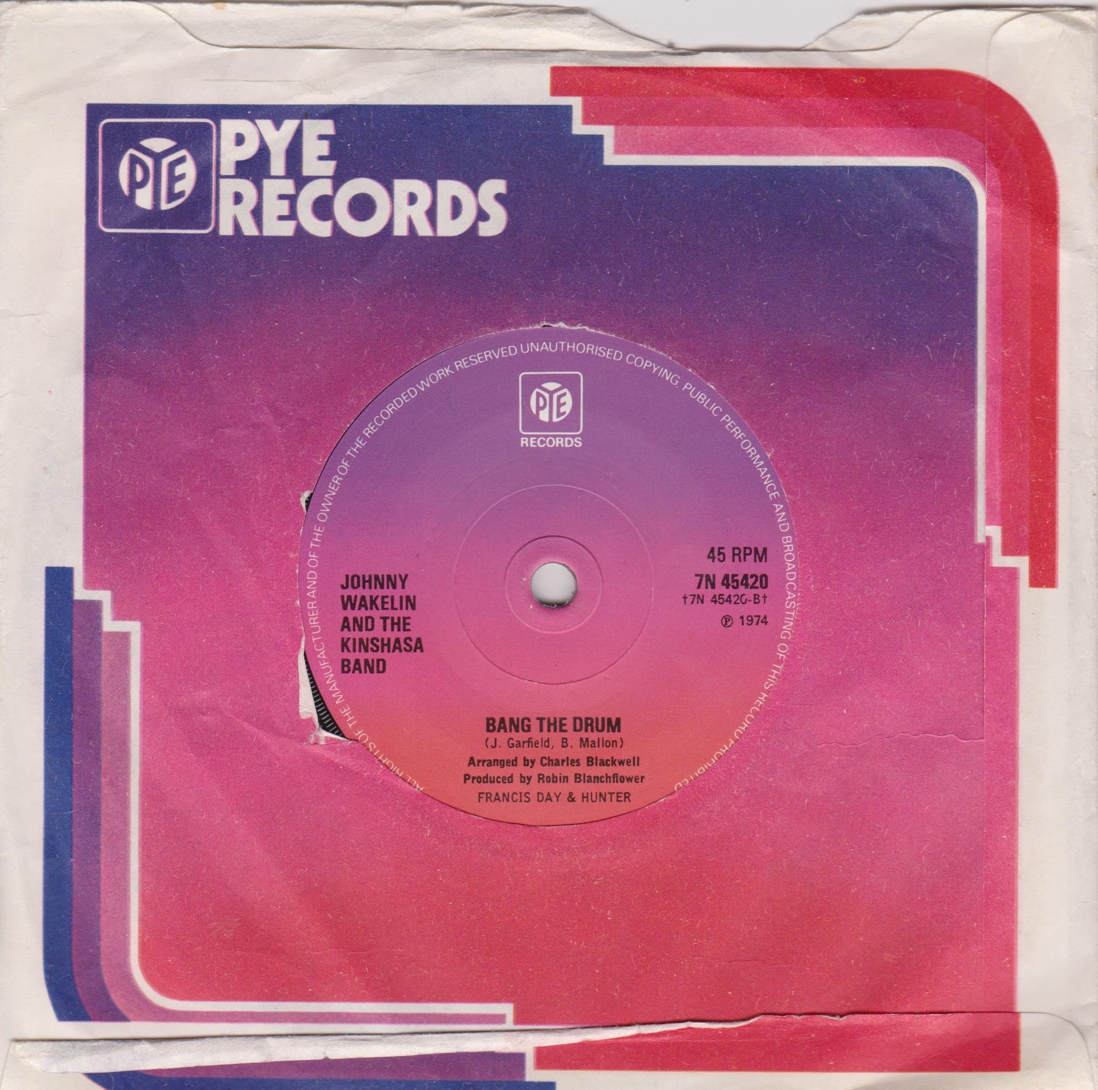 Johnny Wakelin and the Kinshasa Band –Black Superman (Muhammad Ali) (Pye 1974) 7" vinyl single VG/VG