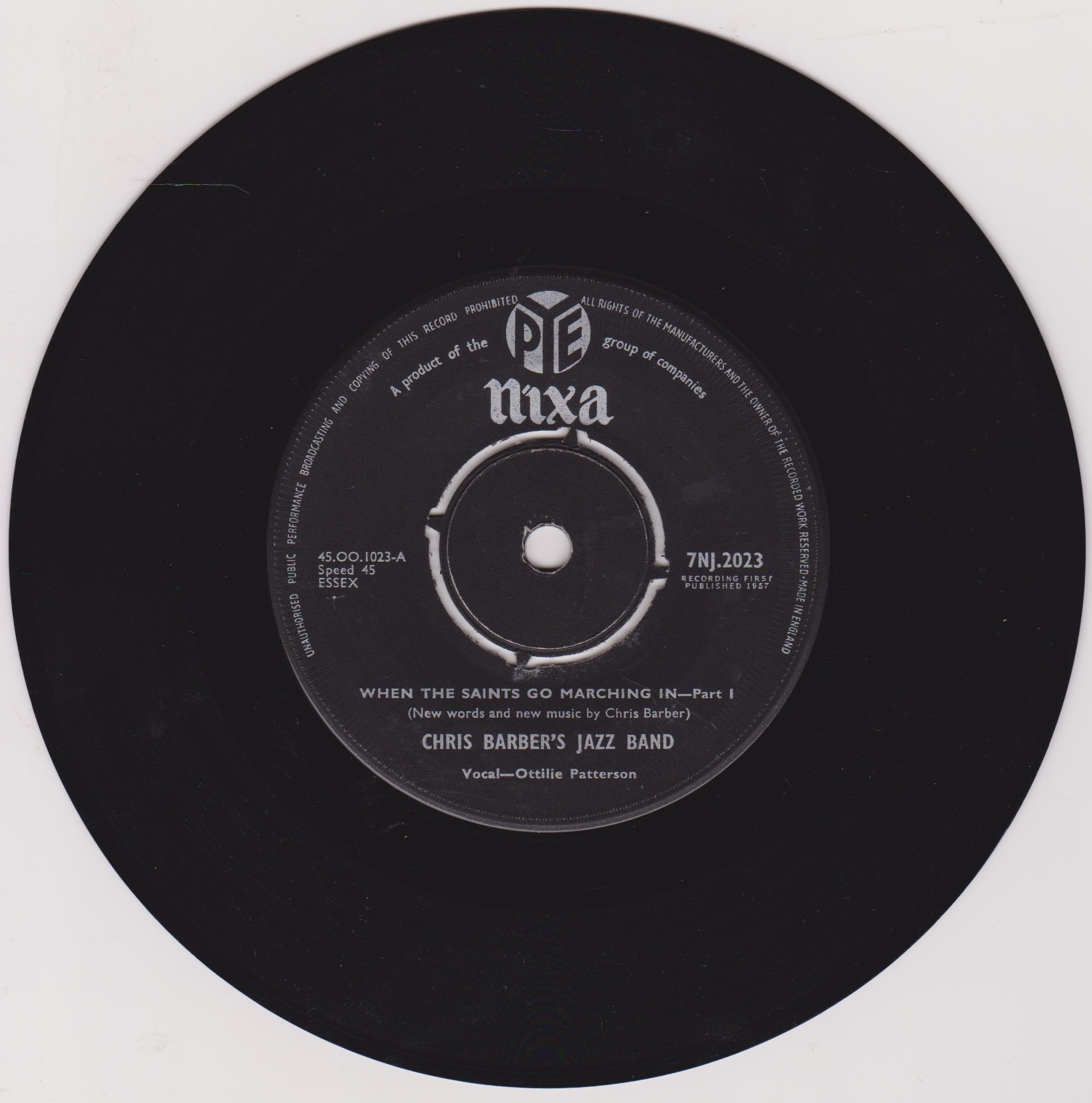 Chris Barber's Jazz Band ‎– When The Saints Go Marching In (Pye 1957) 7" vinyl single VG/VG