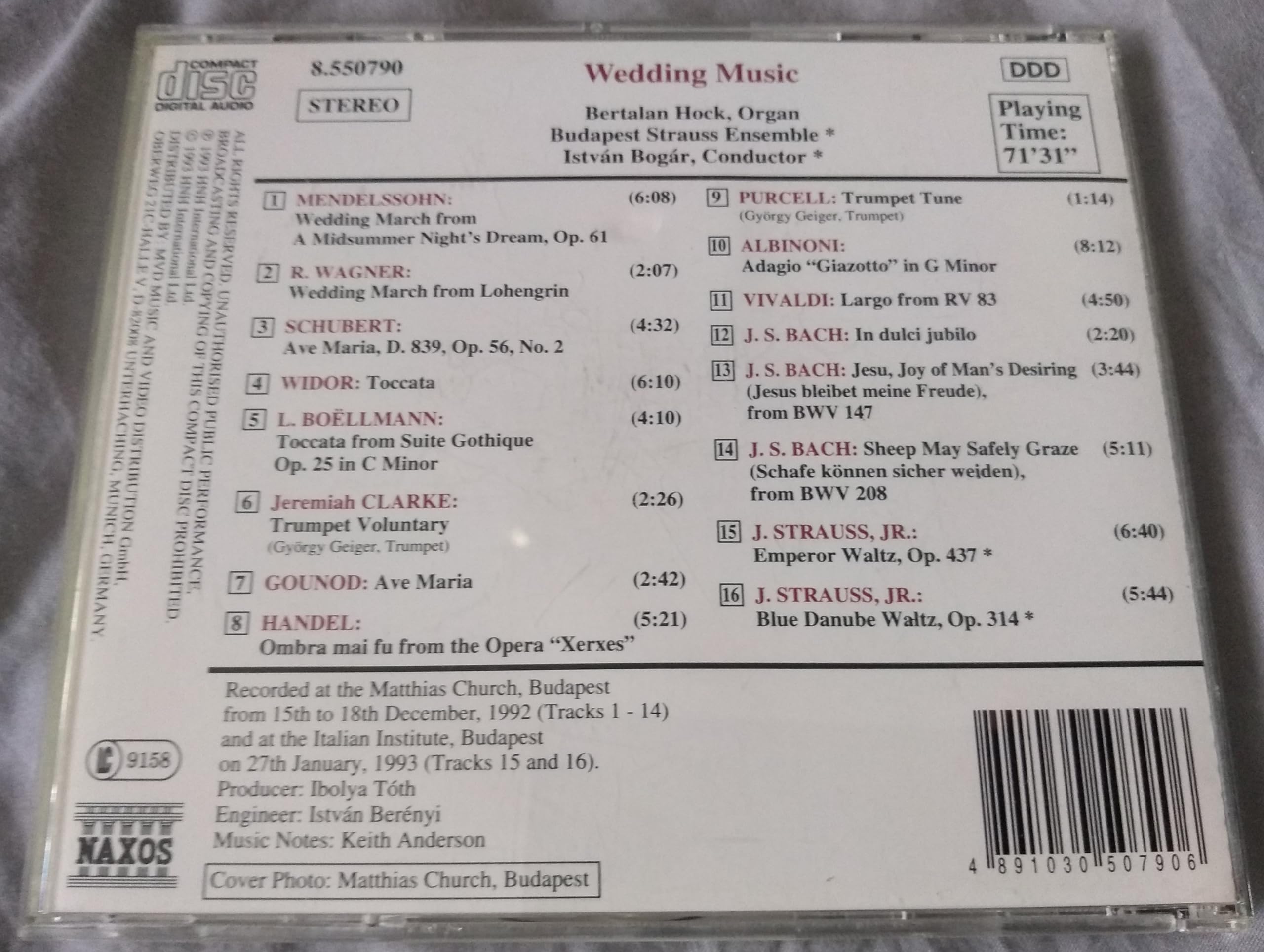Budapest Strauss Ensemble - Wedding Music (1993) CD album