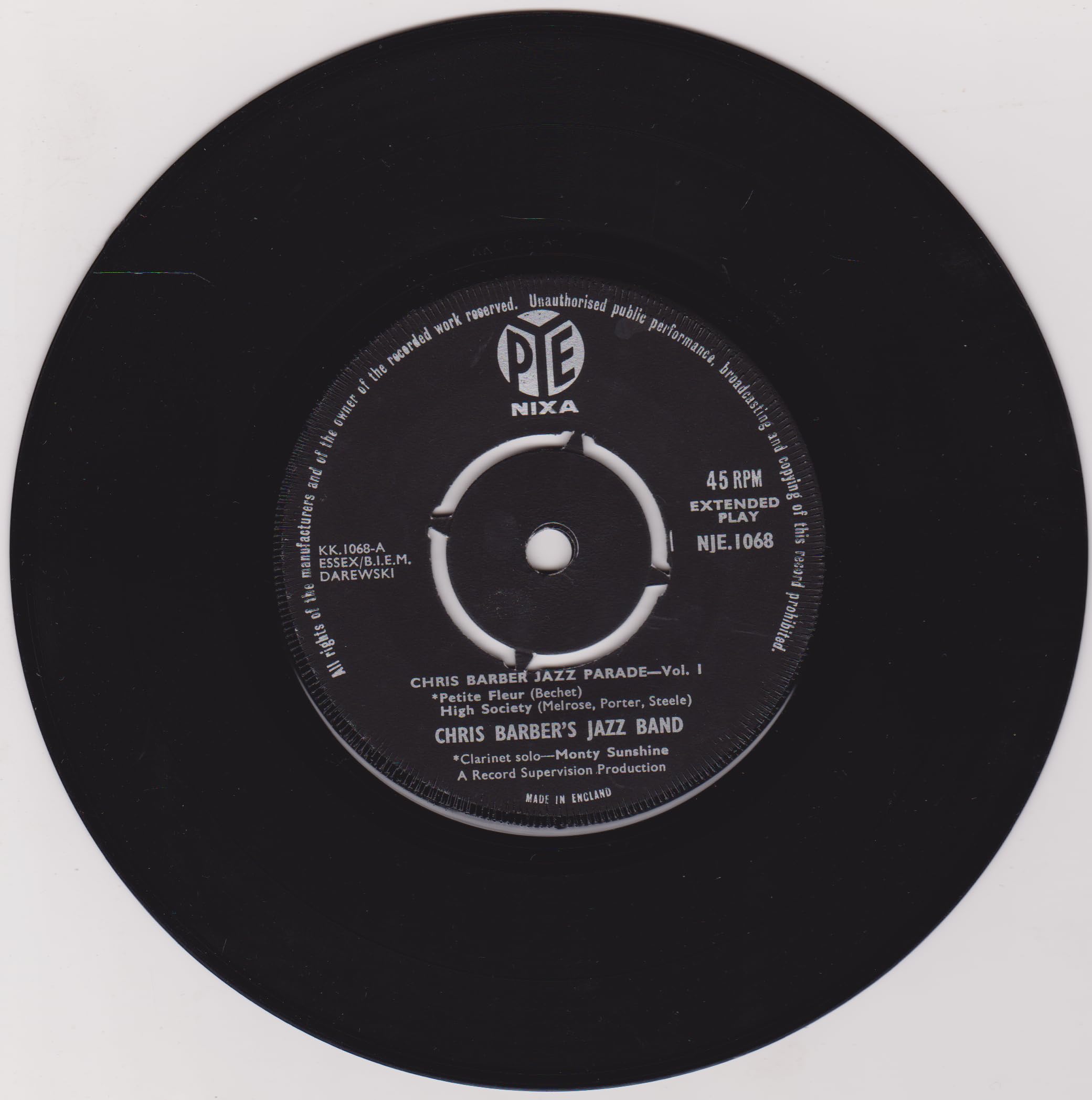 Chris Barber's Jazz Band – Chris Barber Jazz Parade Volume One (Pye) 7" vinyl EP VG/VG