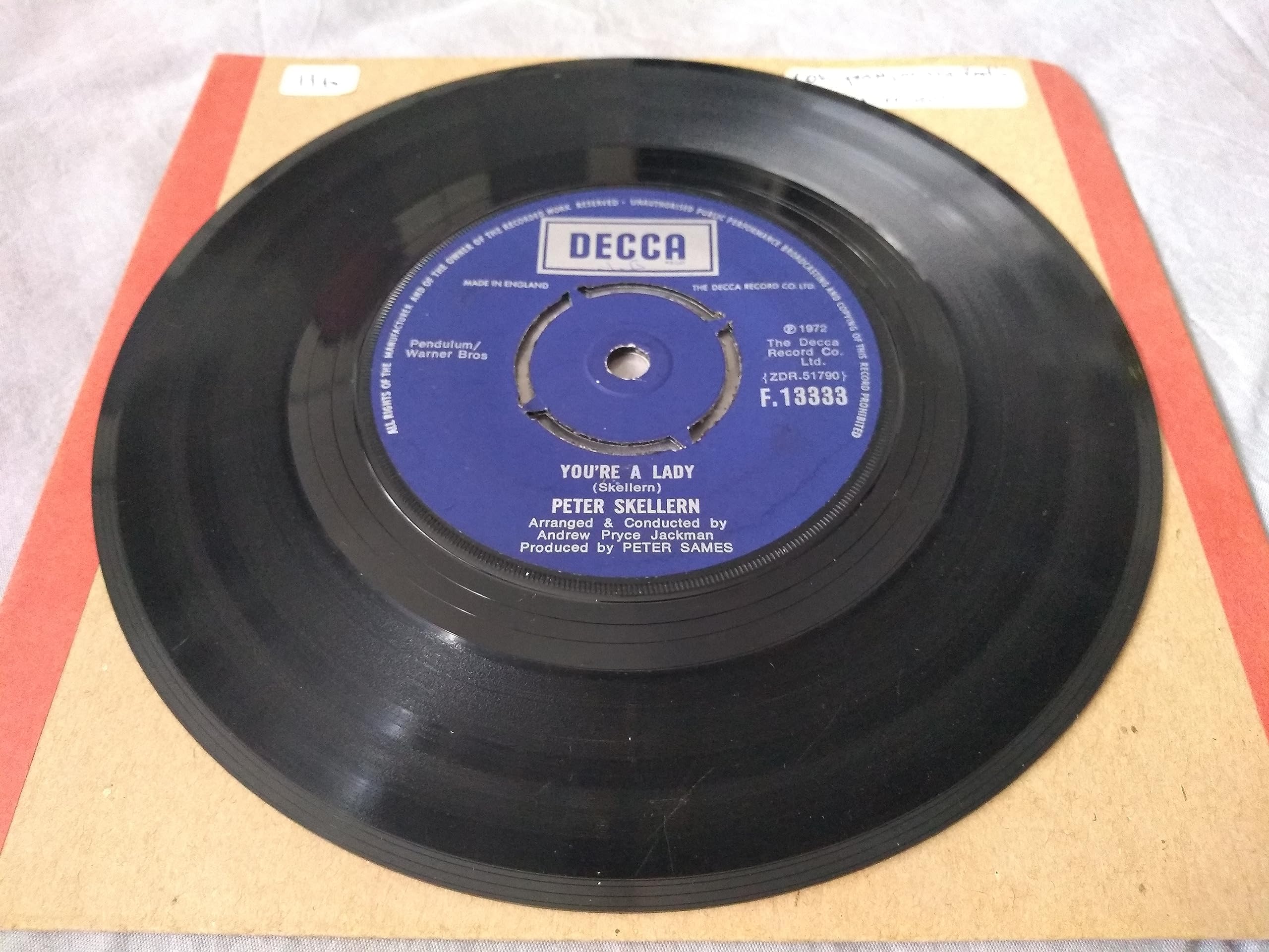 Peter Skellern – You're A Lady (Decca 1972) 7" vinyl single VG/-