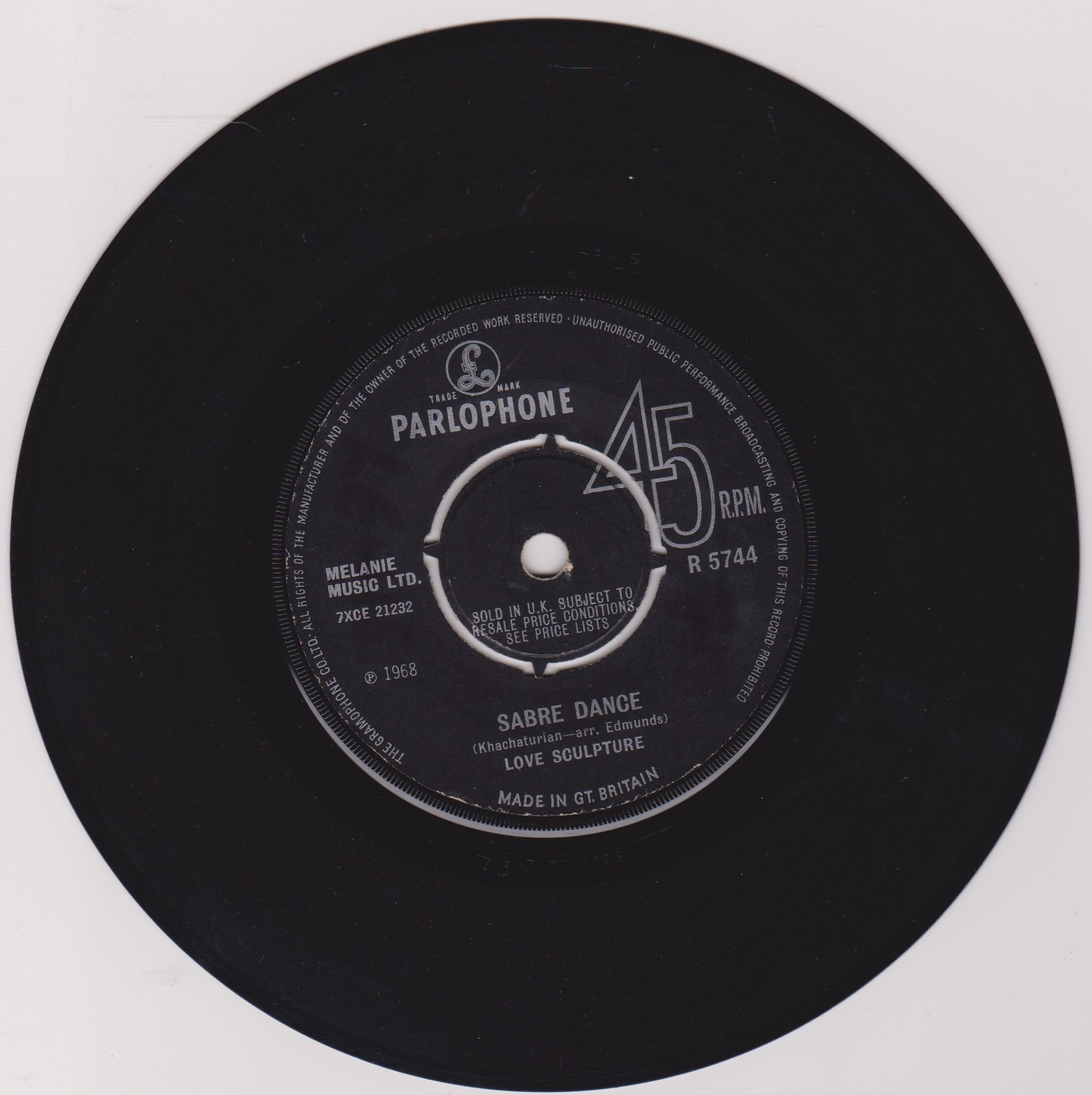 Love Sculpture ‎– Sabre Dance (Parlophone 1968) 7" vinyl single VG/-