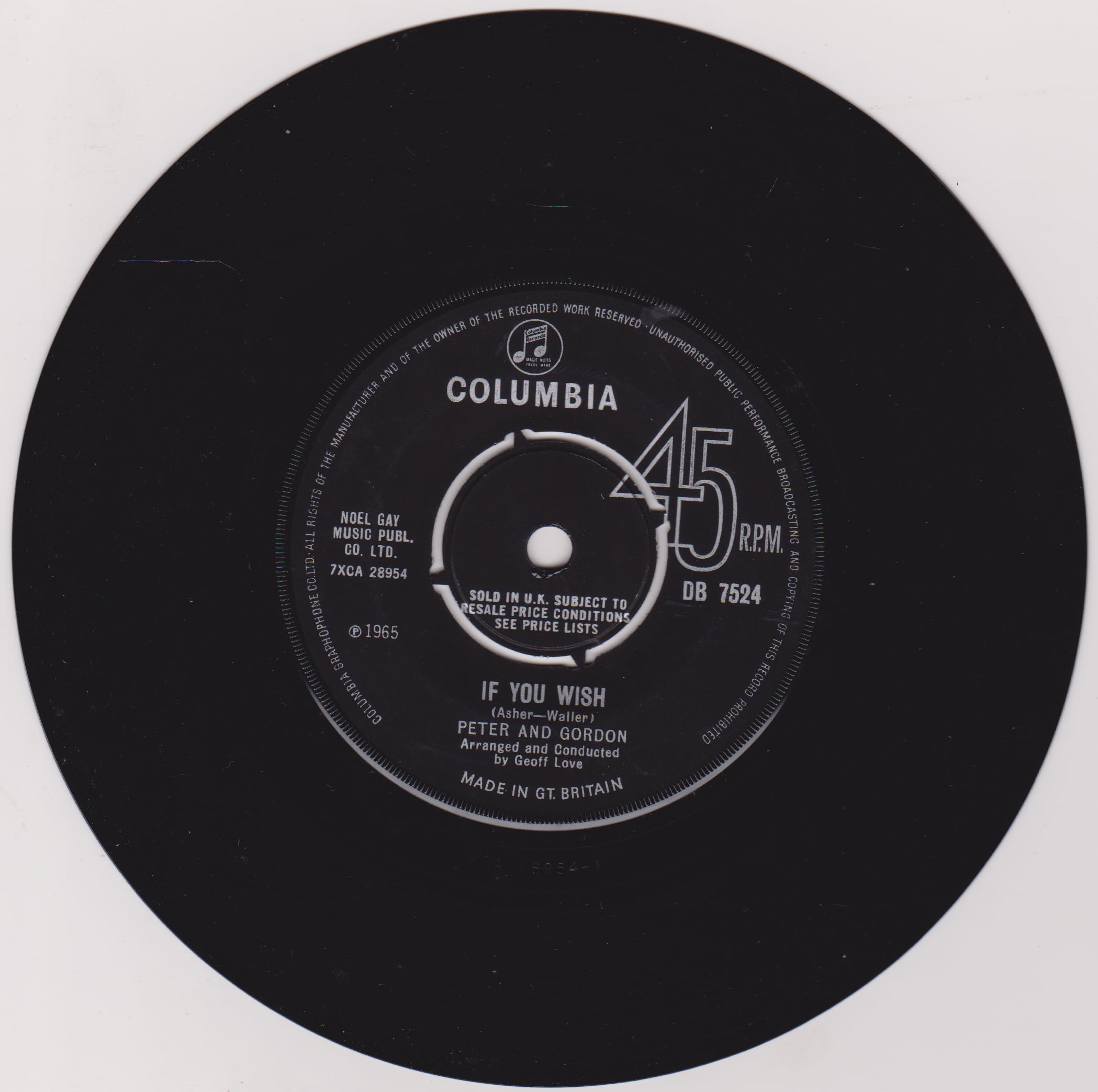Peter And Gordon – True Love Ways (Columbia 1965) 7" vinyl single VG/VG
