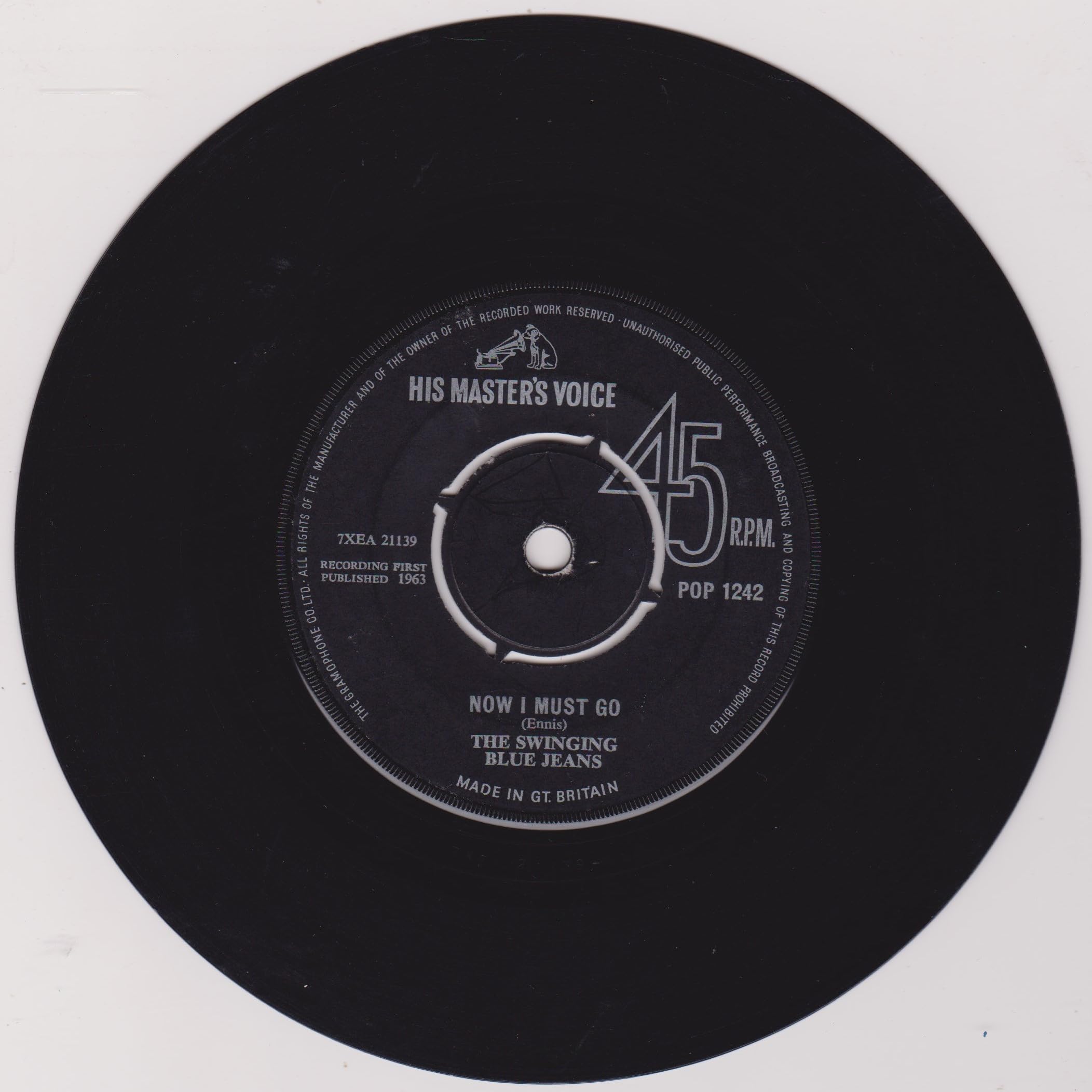 The Swinging Blue Jeans ‎– Hippy Hippy Shake (HMV 1963) 7" vinyl single VG/G+