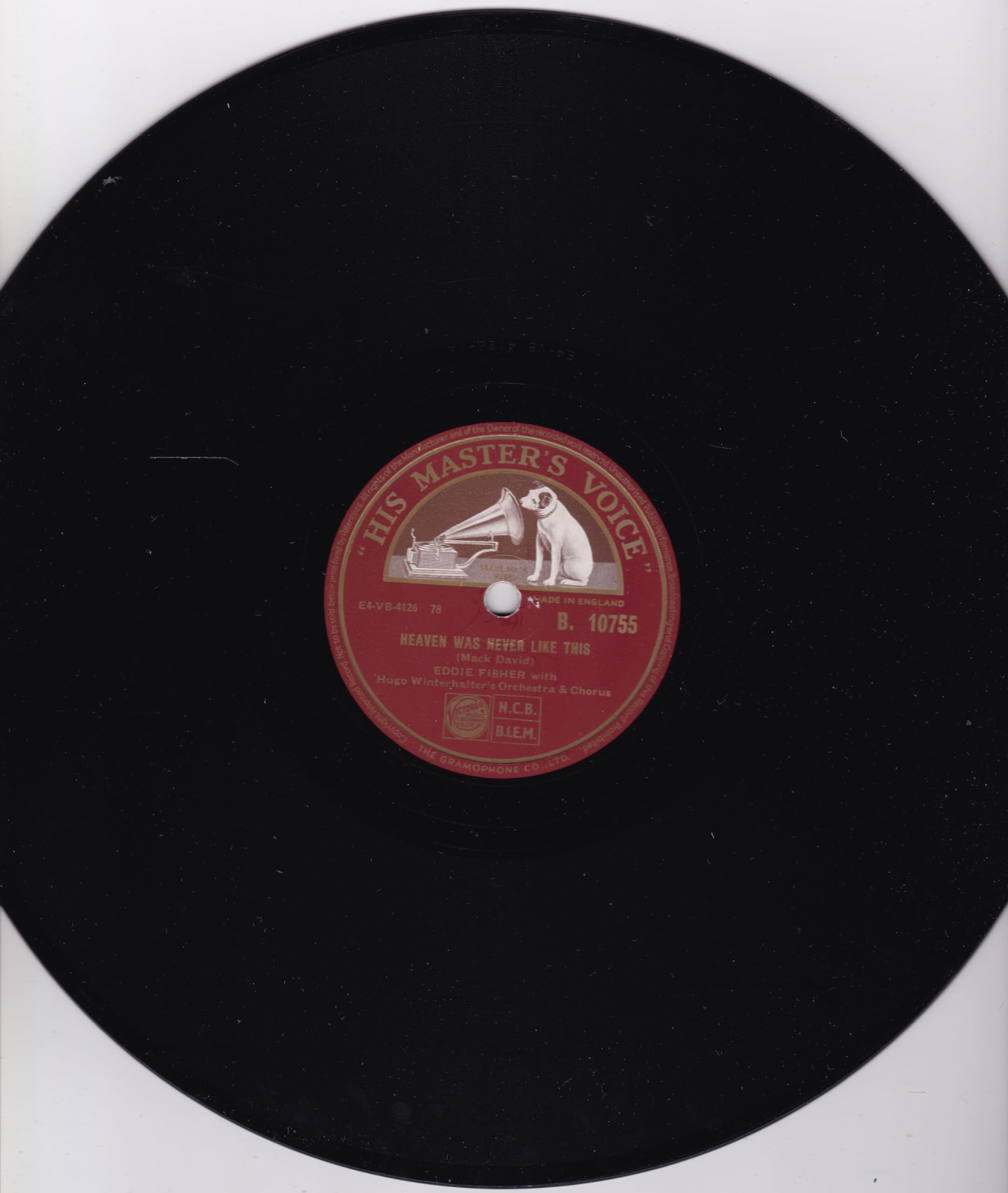 Eddie Fisher With Hugo Winterhalter And His Orchestra ‎– I Need You Now (HMV 1954) 10" 78RPM shellac single VG/-