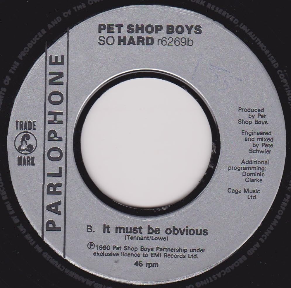 Pet Shop Boys – So Hard (Parlophone 1990) 7" vinyl single VG/- jukebox centre