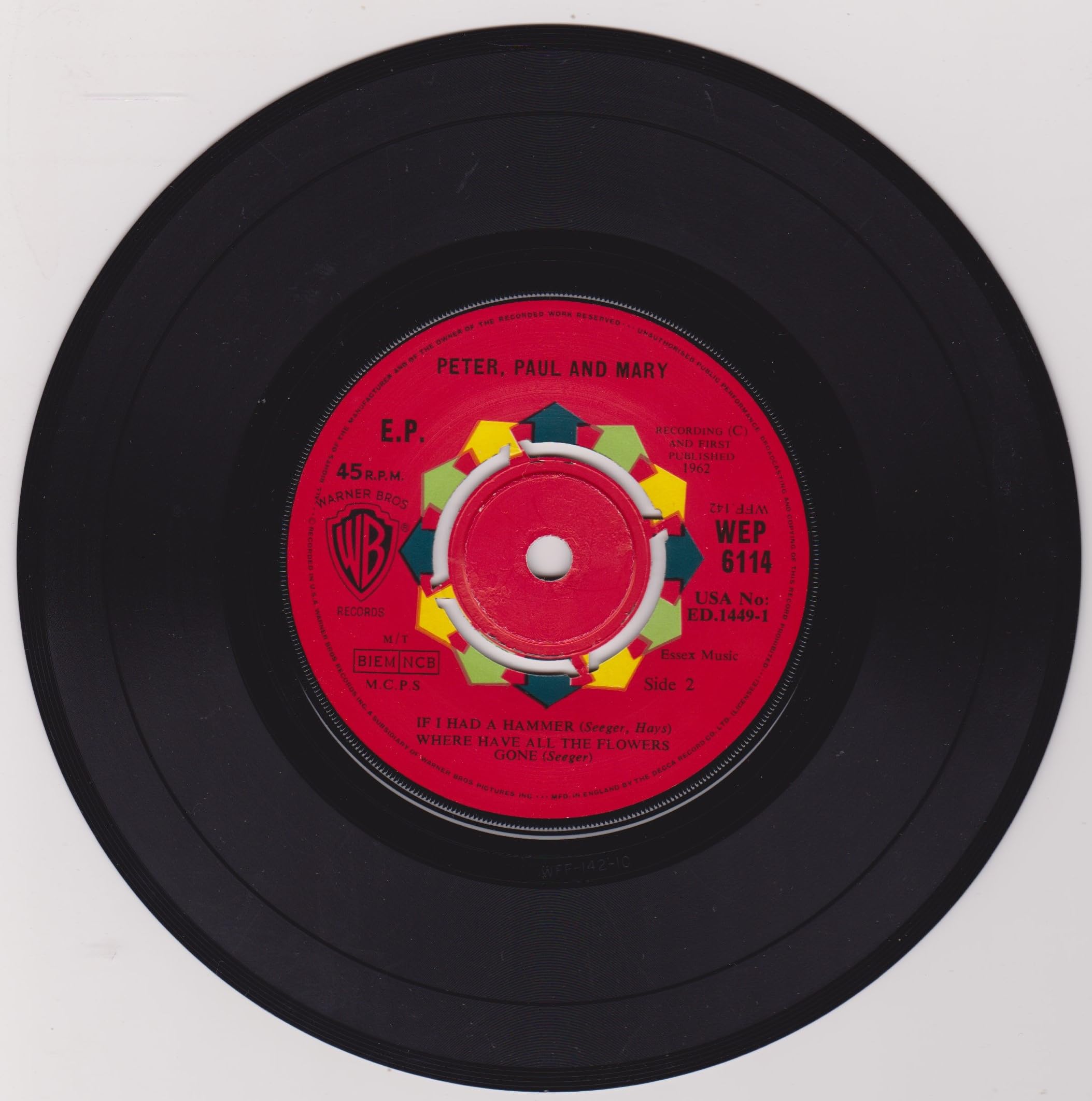 Peter, Paul and Mary (Warner Bros 1963) 7" vinyl EP VG/VG