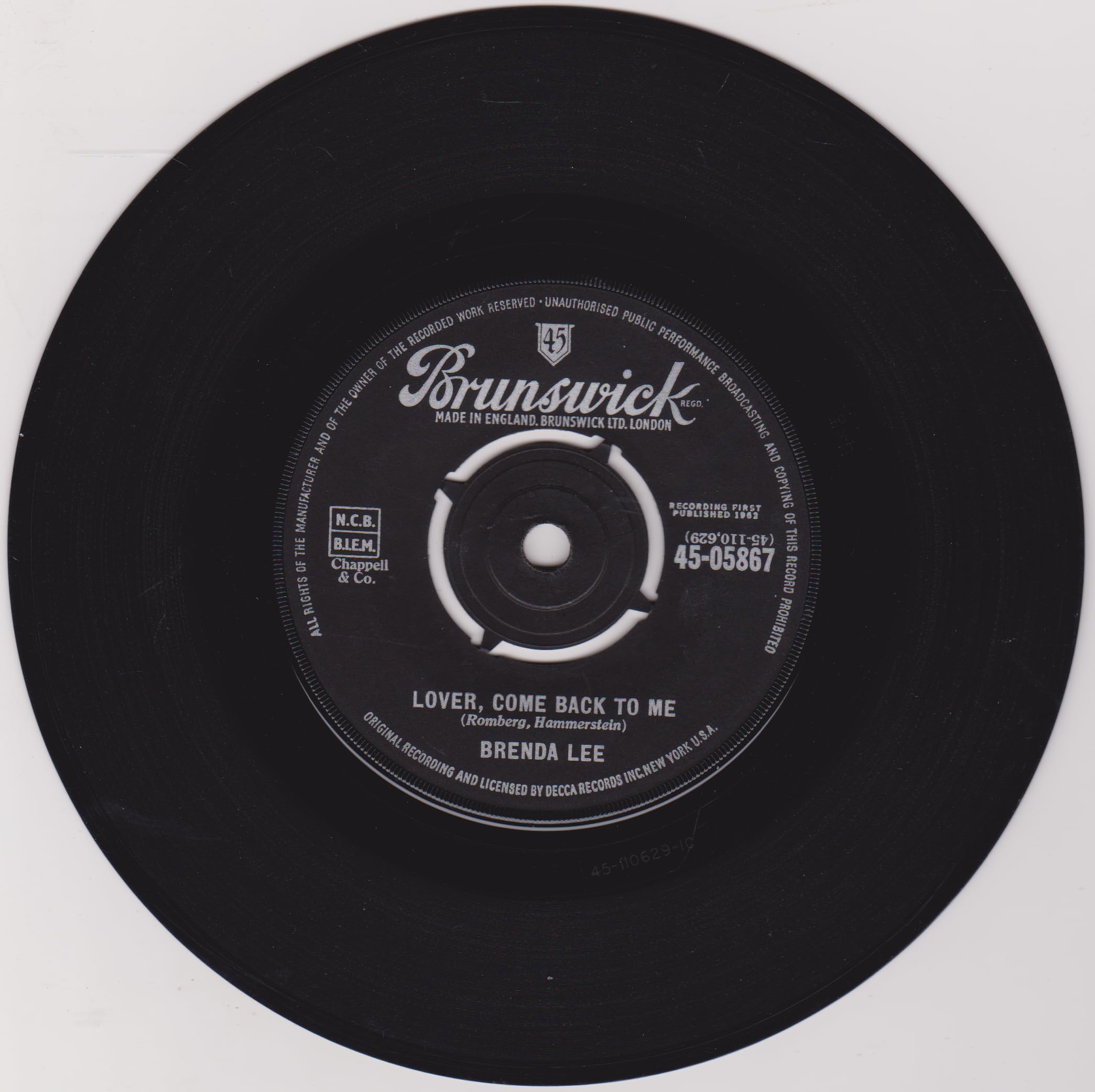 Brenda Lee - Speak To Me Pretty (Brunswick 1962) 7" vinyl single VG/-