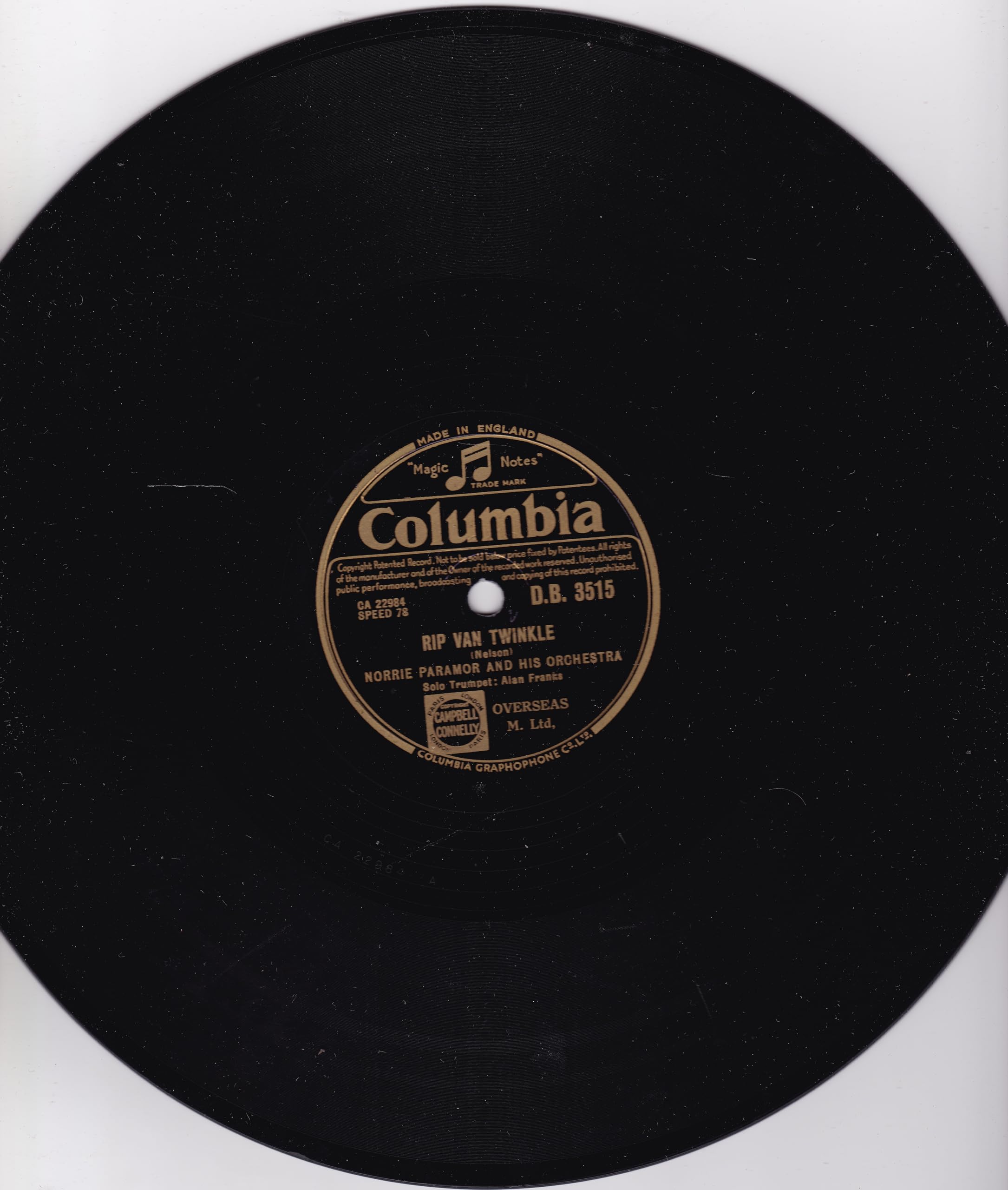 Norrie Paramor And His Orchestra ‎– The High And The Mighty (Columbia 1954) 10" 78 RPM shellac single VG/-