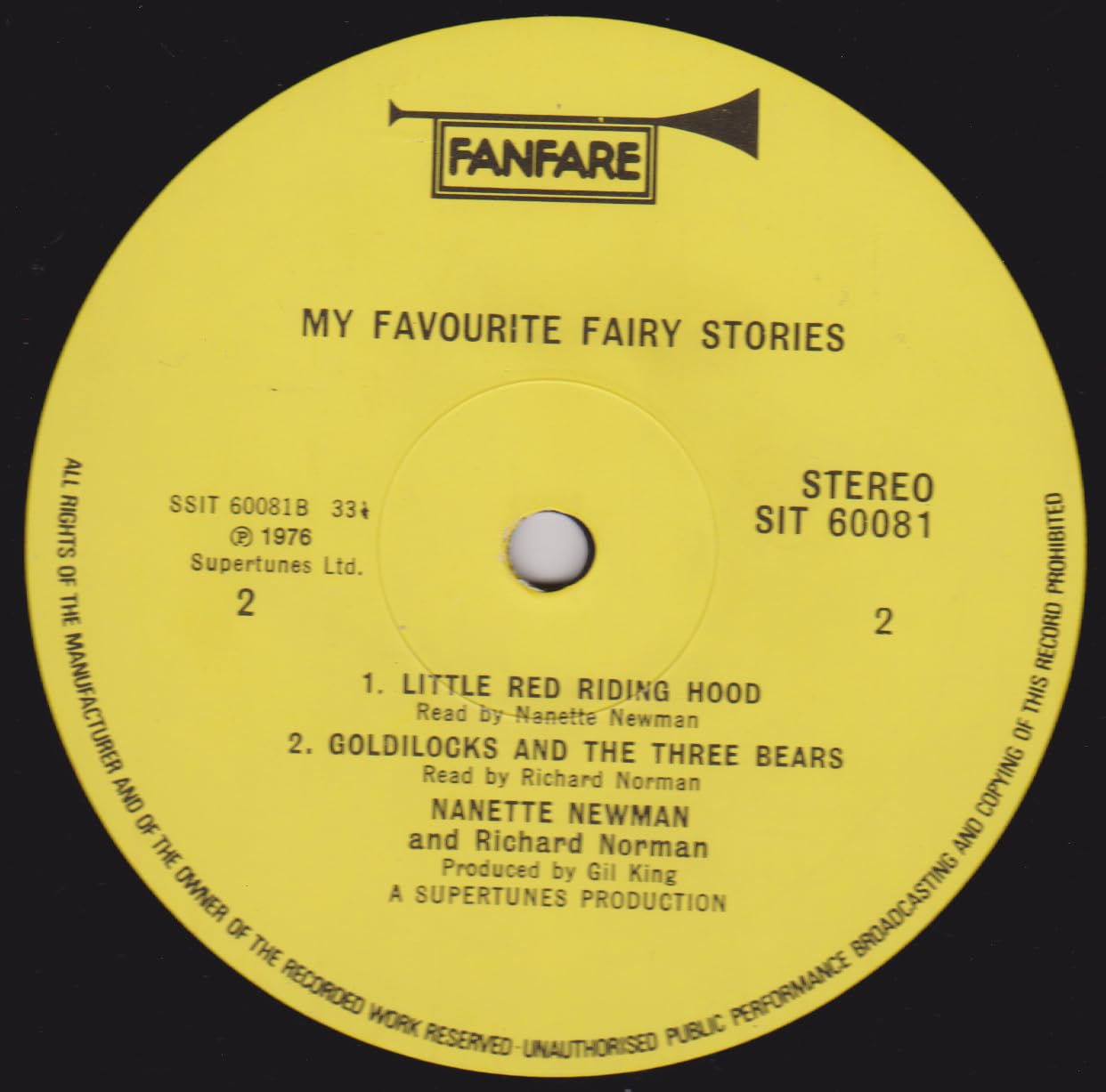 Nanette Newman And Richard Norman ‎– My Favourite Fairy Stories (Fanfare 1976) 12" vinyl LP VG/VG