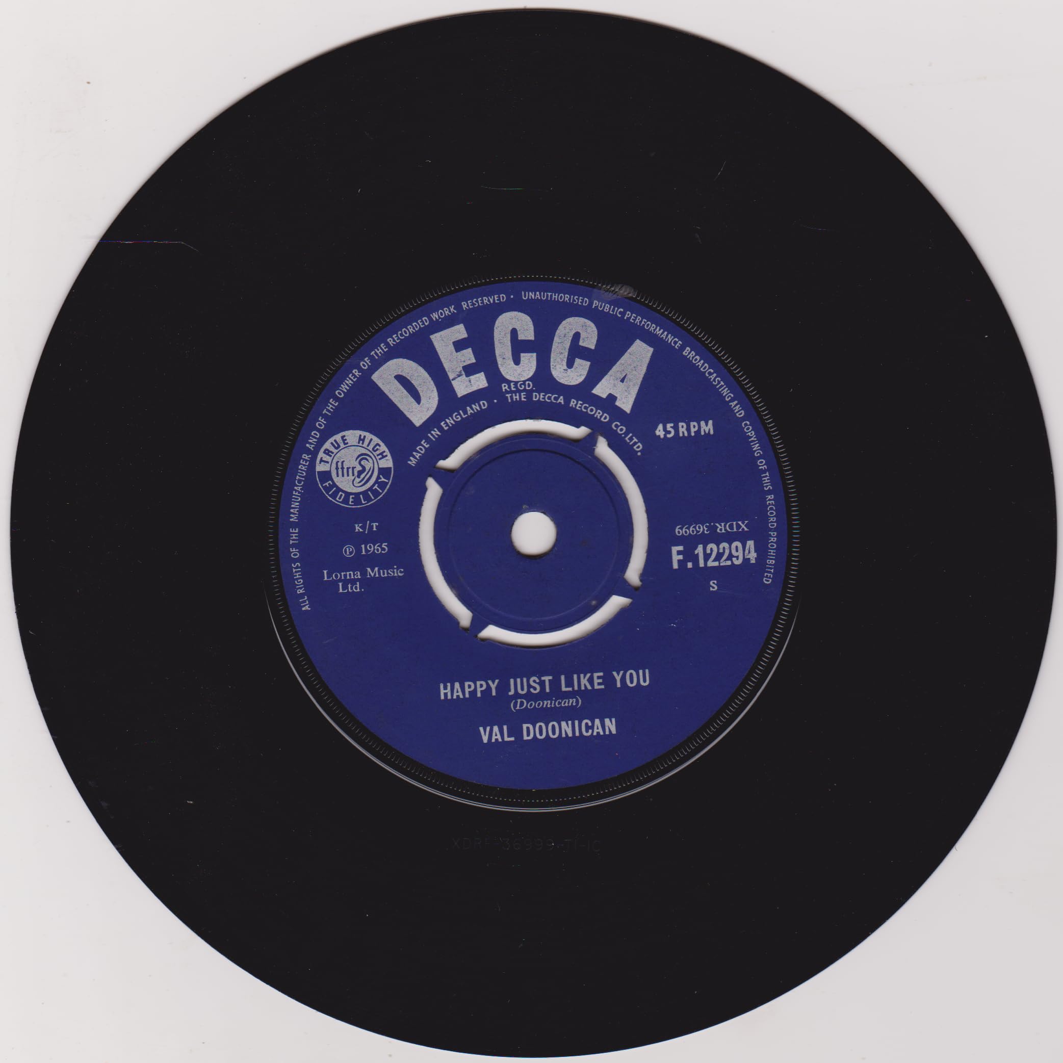 Val Doonican - Just To Satisfy You (Decca 1965) 7" vinyl single VG/VG