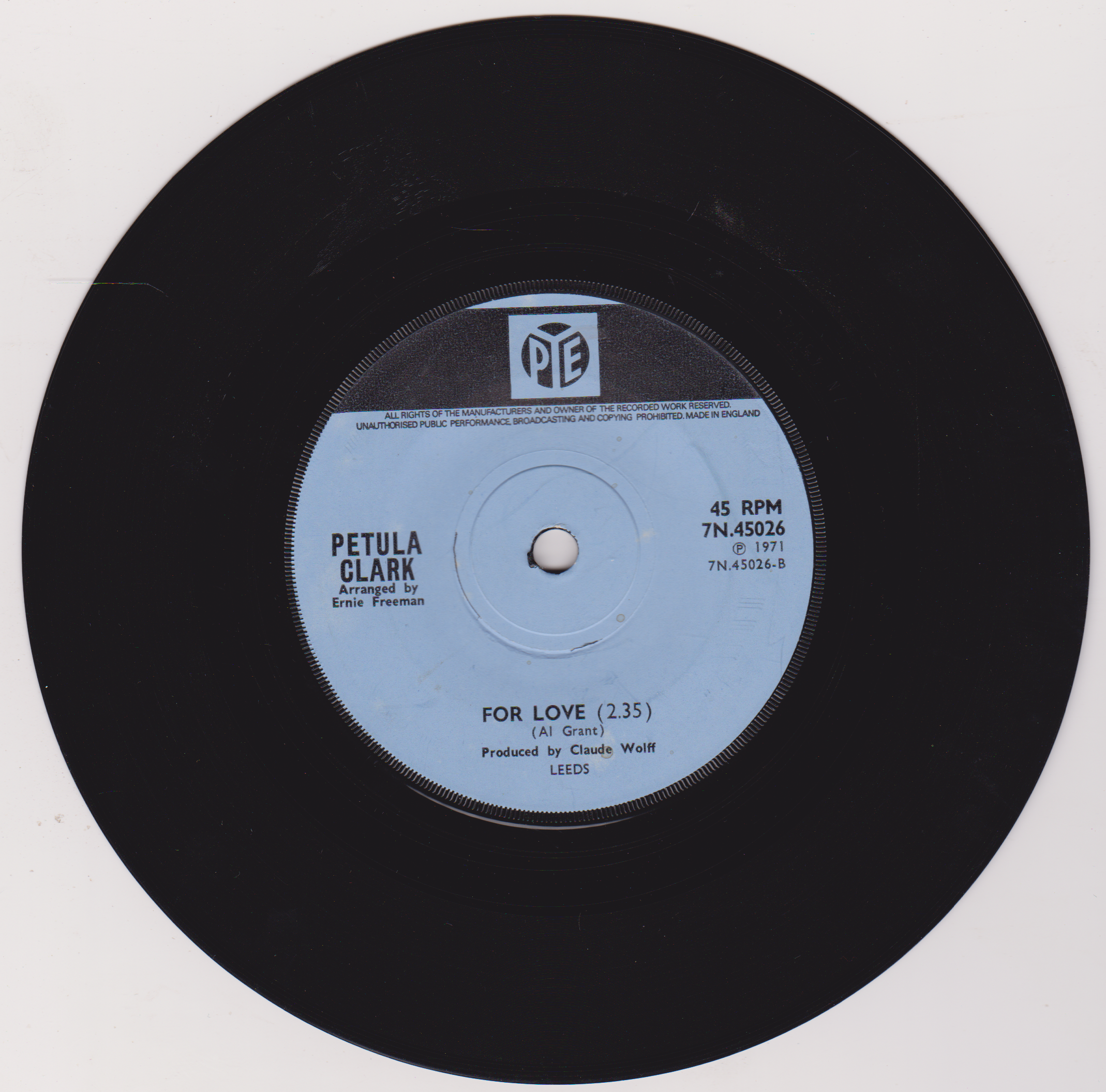  Petula Clark – The Song Of My Life (Pye, 1971) 7" vinyl single VG/-