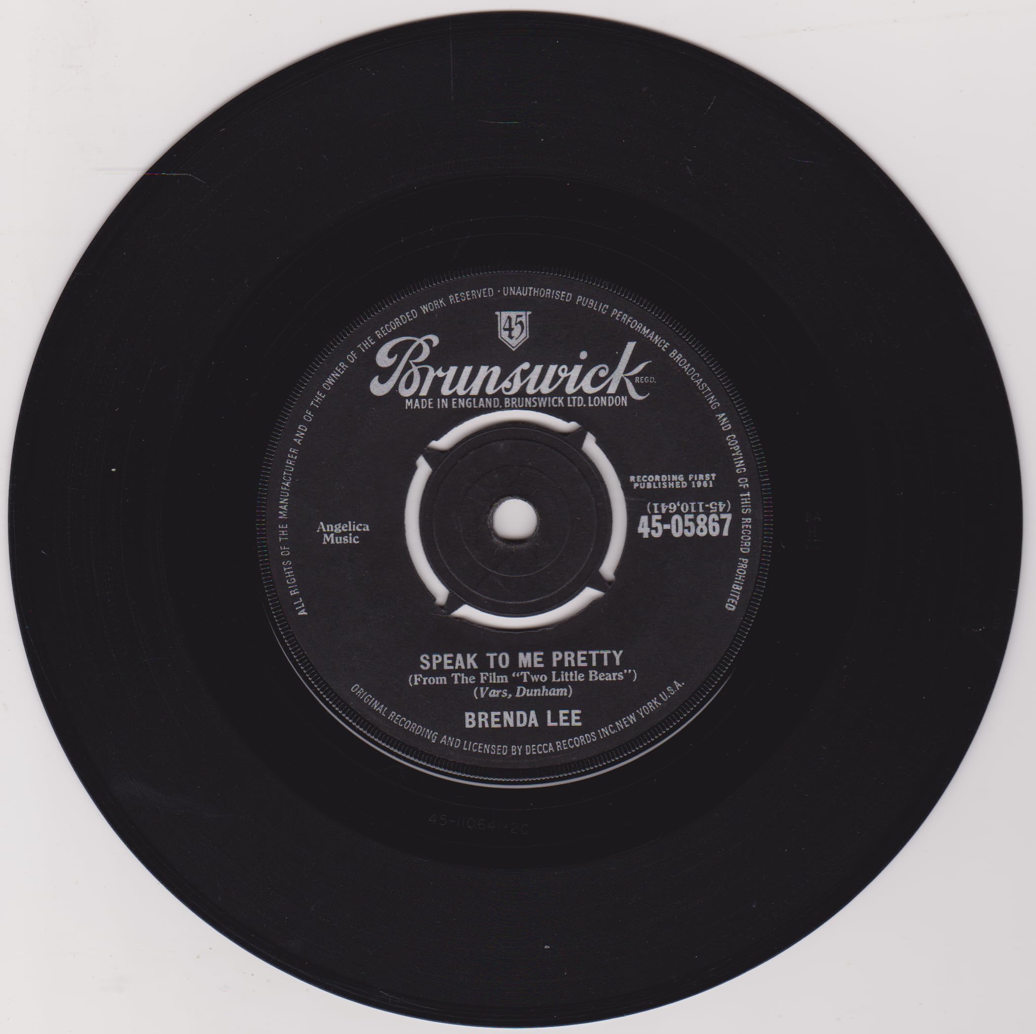 Brenda Lee - Speak To Me Pretty (Brunswick 1962) 7" vinyl single VG/-