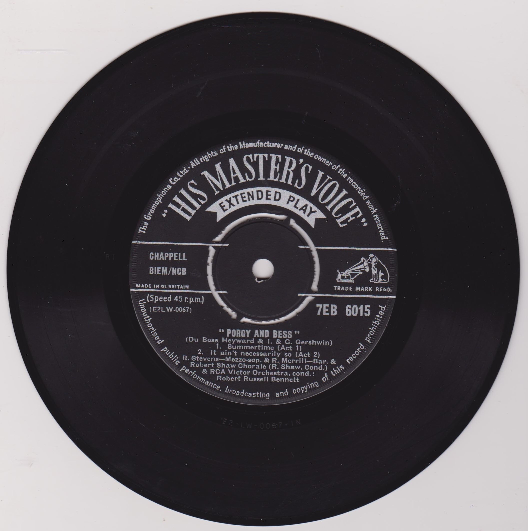 George Gershwin - Selections From Porgy And Bess (HMV 1956) 7" vinyl EP VG/VG