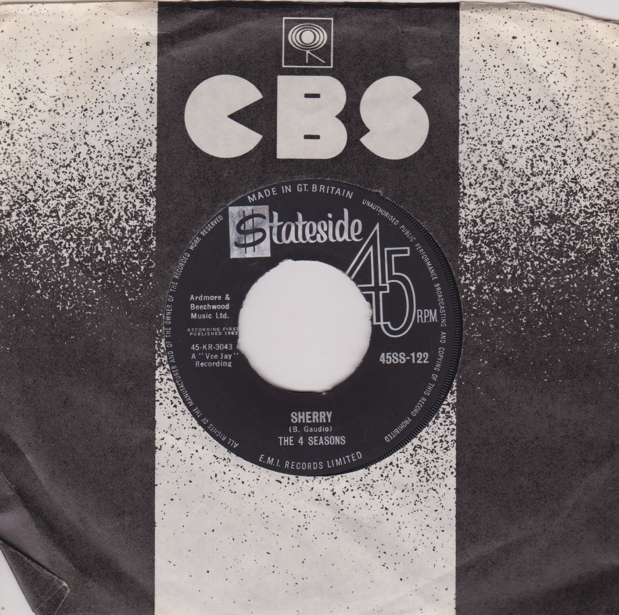 The 4 Seasons – Sherry (Stateside 1962) 7" vinyl single VG/- jukebox centre