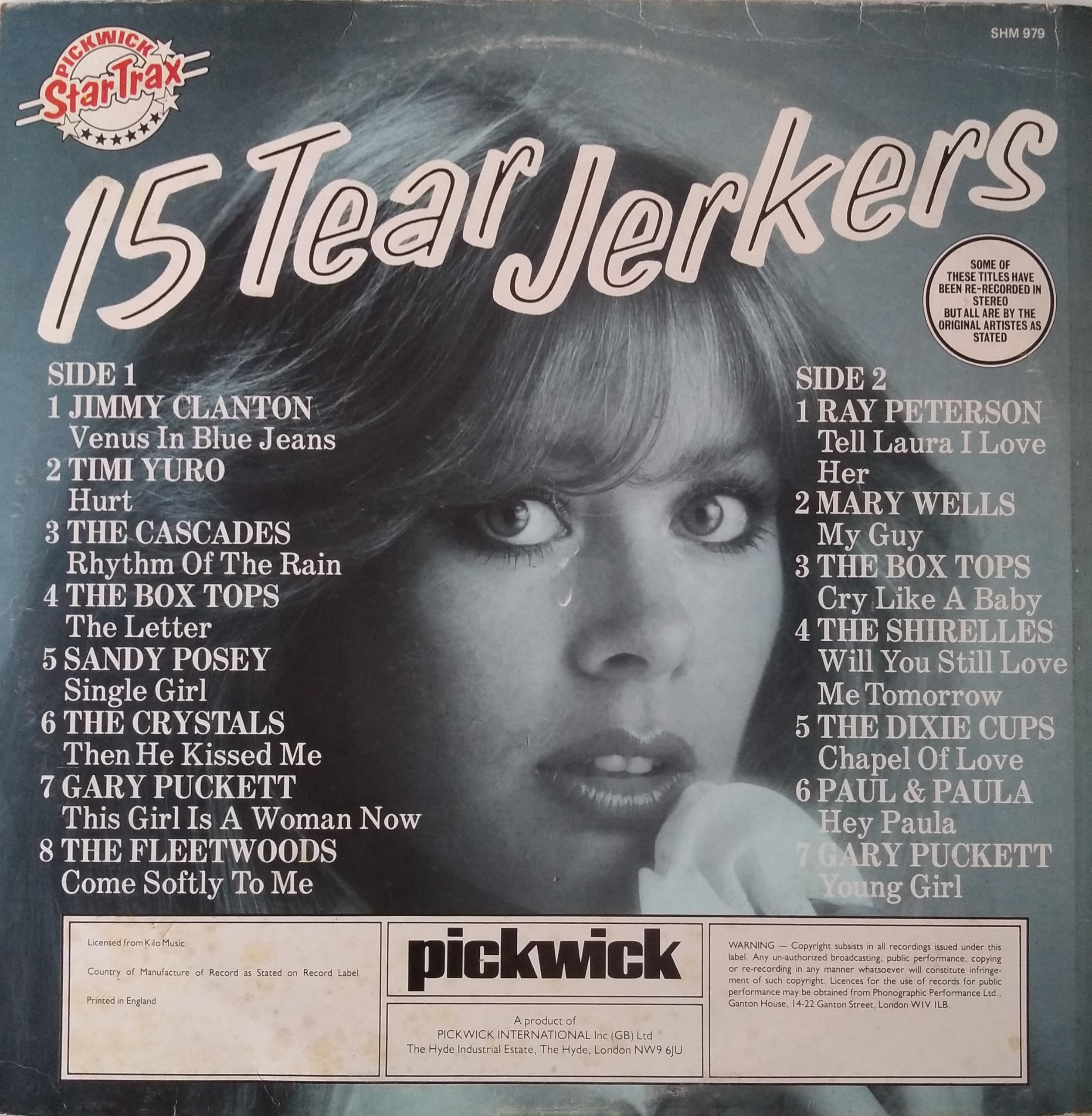 Various - 15 Tear Jerkers (Pickwick 1979) 12" vinyl LP VG/VG