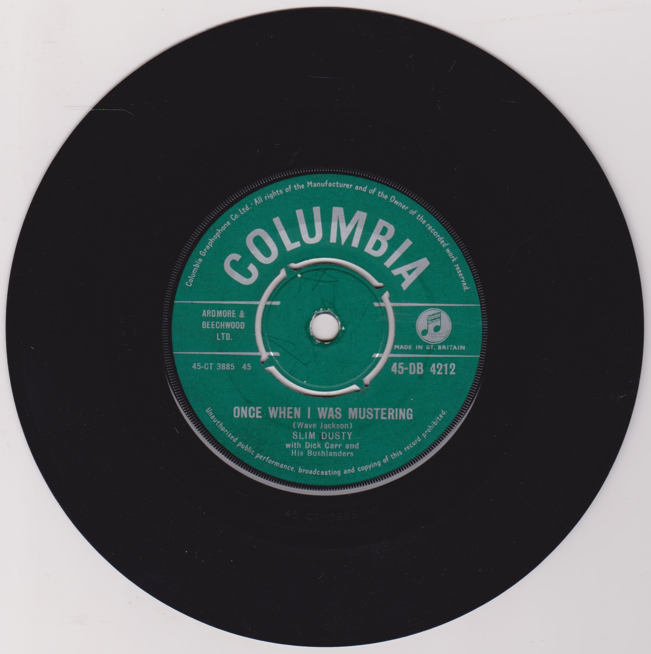 Slim Dusty And His Bushlanders ‎– A Pub With No Beer (Columbia) 7" vinyl single VG/-