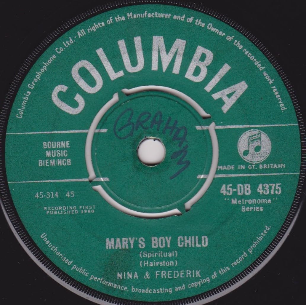 Nina & Frederik – Mary's Boy Child (Columbia 1960) 7" vinyl single VG/-