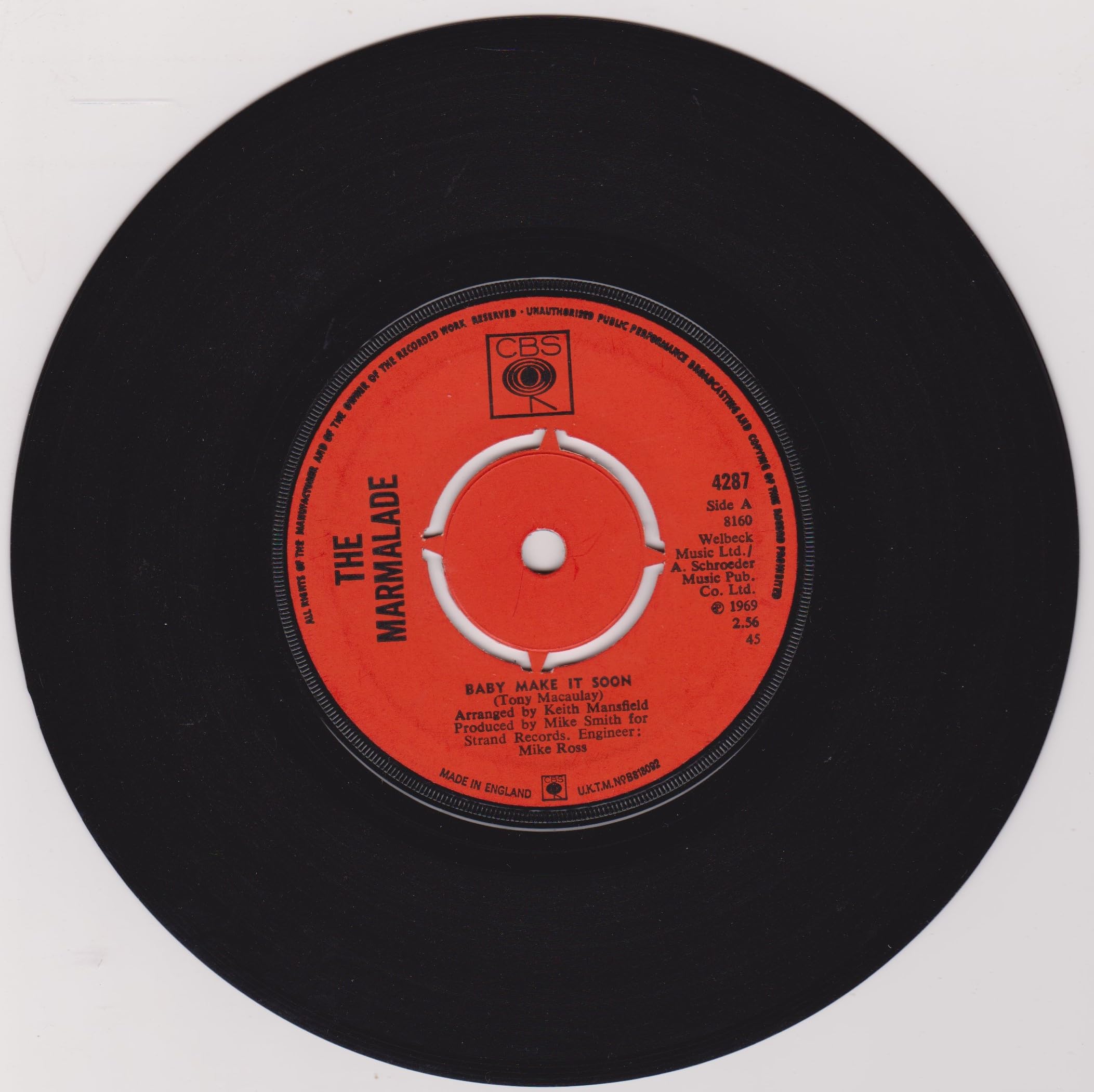 The Marmalade - Baby Make It Soon (CBS 1969) 7" vinyl single VG/VG