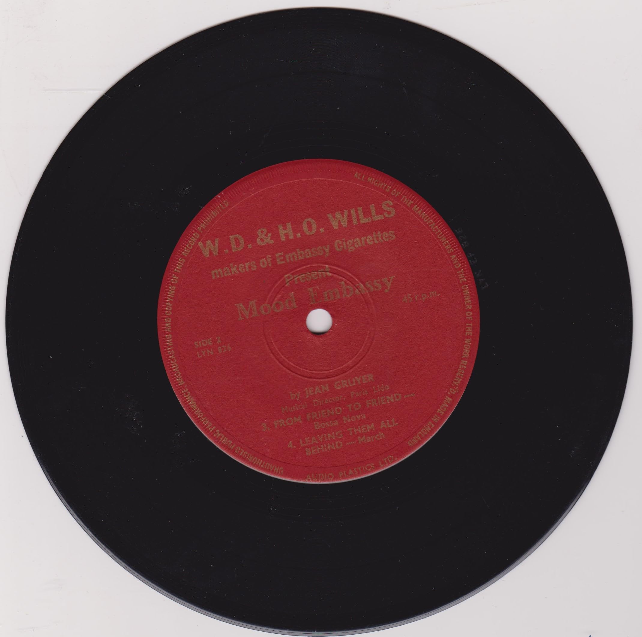 Jean Gruyer ‎– Mood Embassy (W.D & H.O Wills 1965) 7" vinyl EP VG/VG