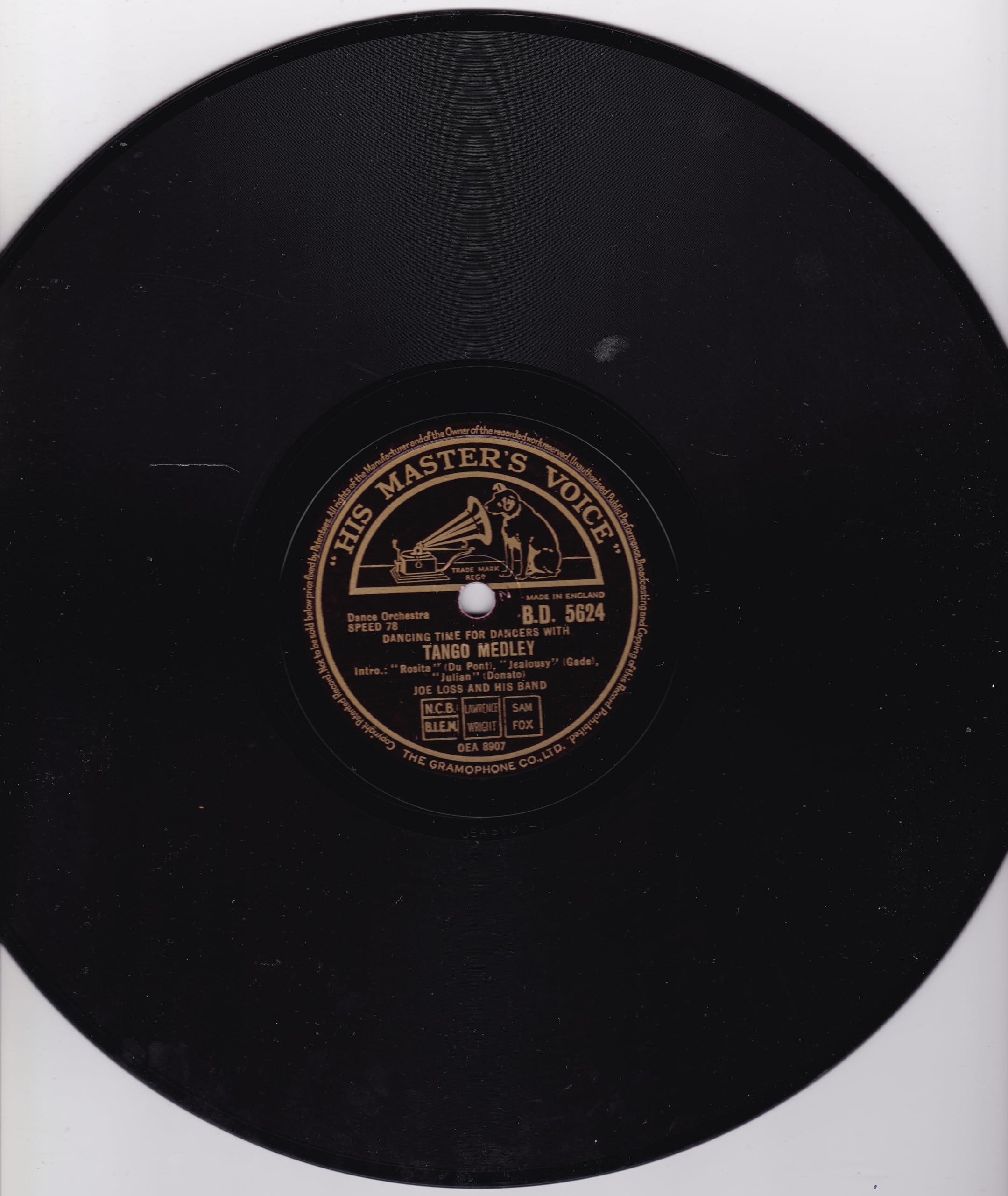 Joe Loss and His Band - Tango Medley (HMV) 10" 78 RPM shellac single VG/-