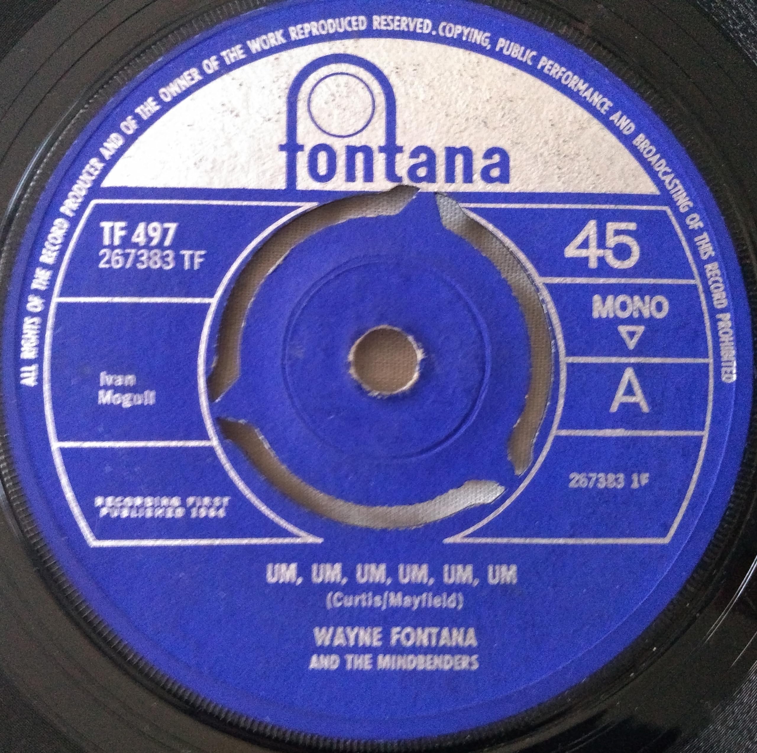 Wayne Fontana and The Mindbenders - Um, Um, Um, Um, Um, Um (Fontana 1964) 7" vinyl single VG/-
