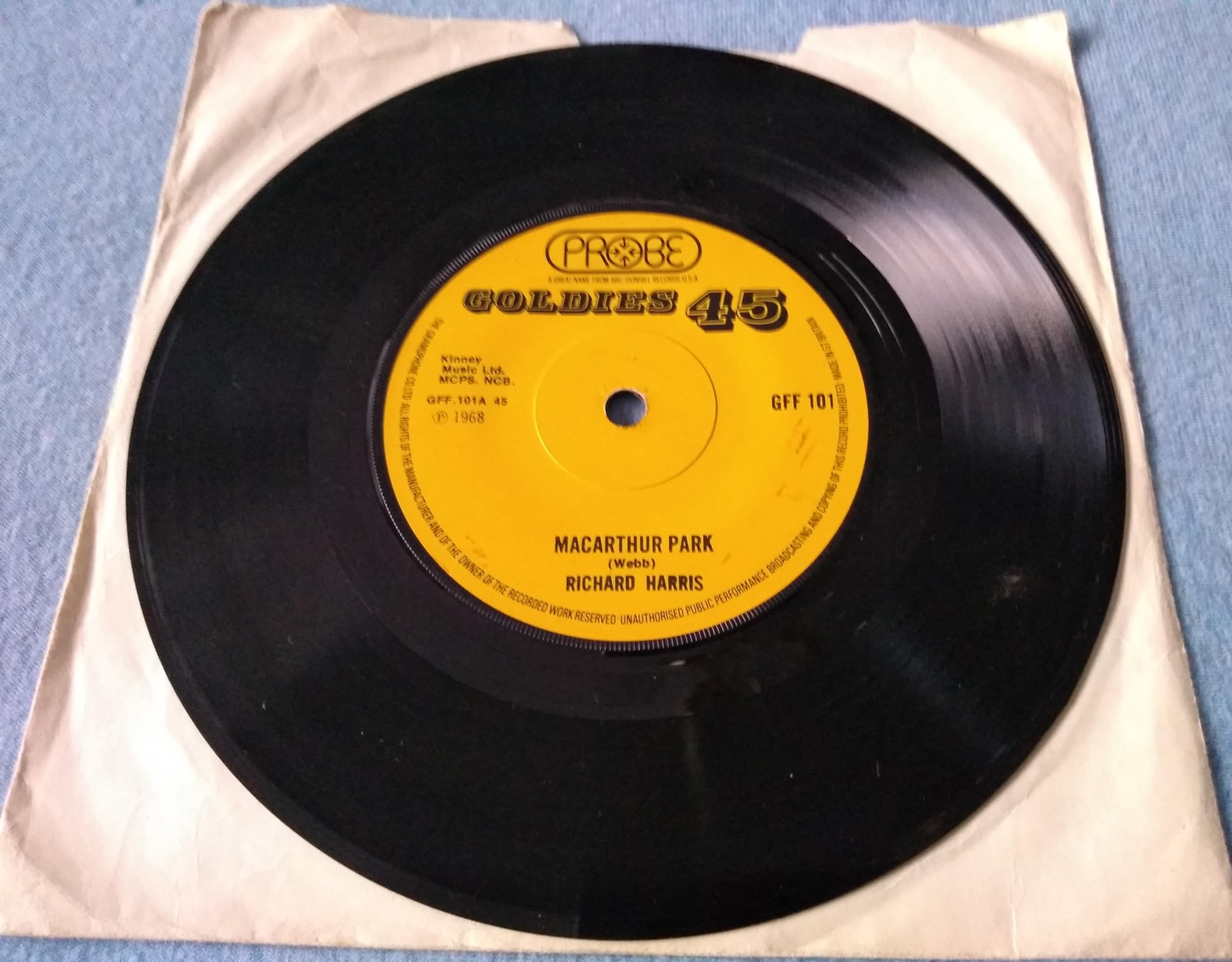 Richard Harris - MacArthur Park (Probe 1968) 7" vinyl single VG/G+