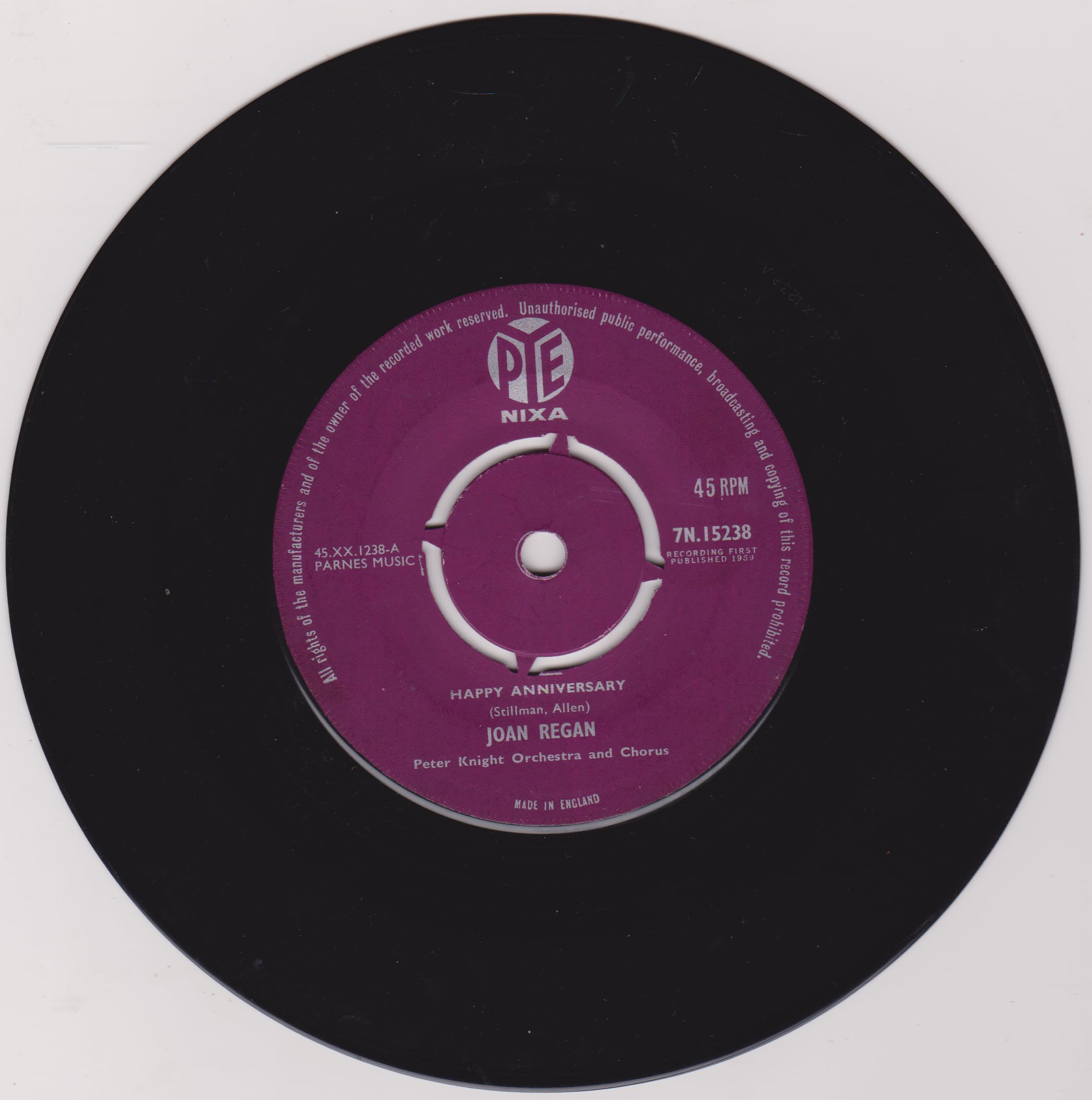 Joan Regan - Happy Anniversary (Pye 1959) 7" vinyl single VG/-