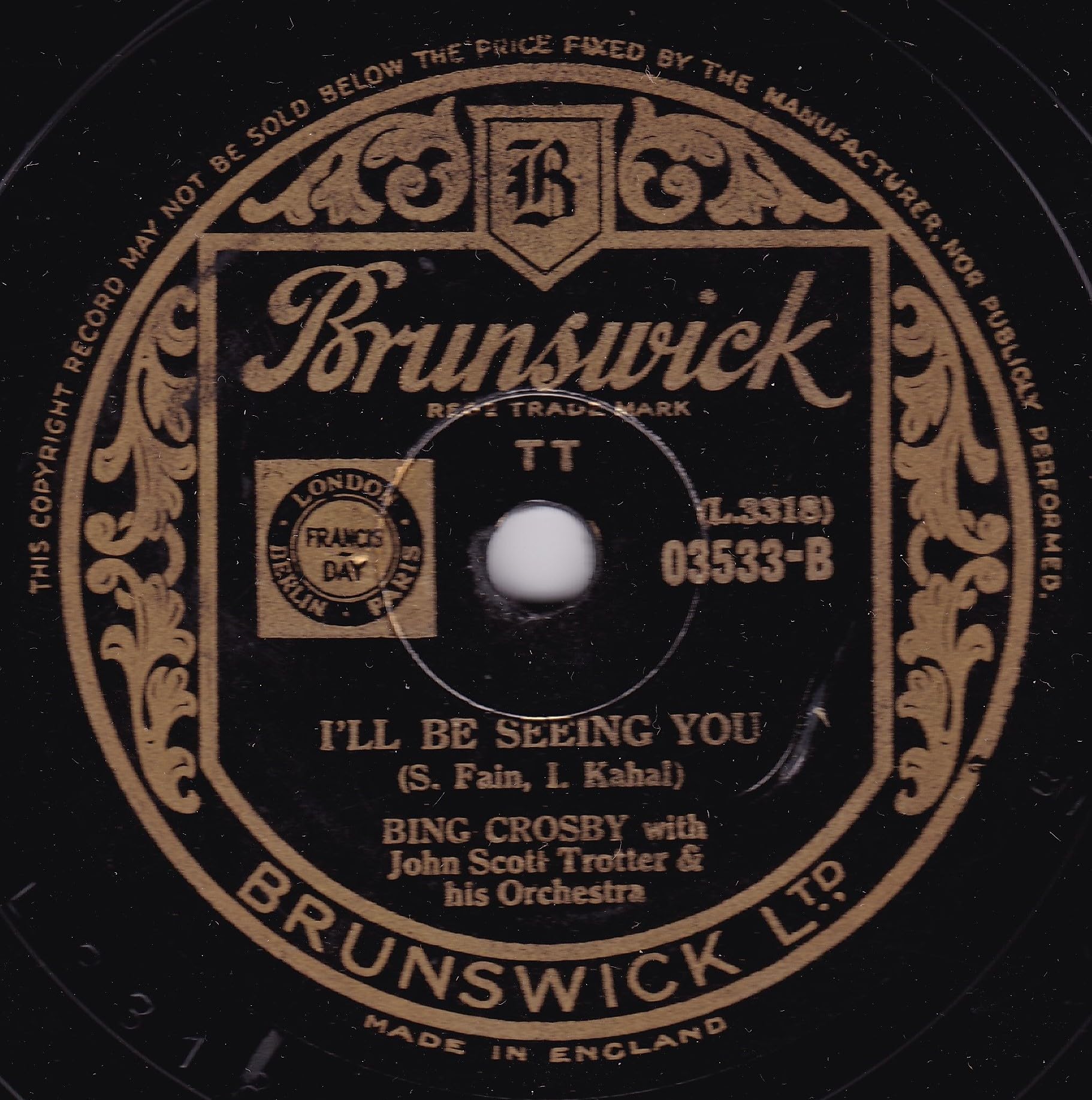 Bing Crosby ‎– Amor, Amor (Brunswick 1944) 10" 78RPM shellac single VG/-