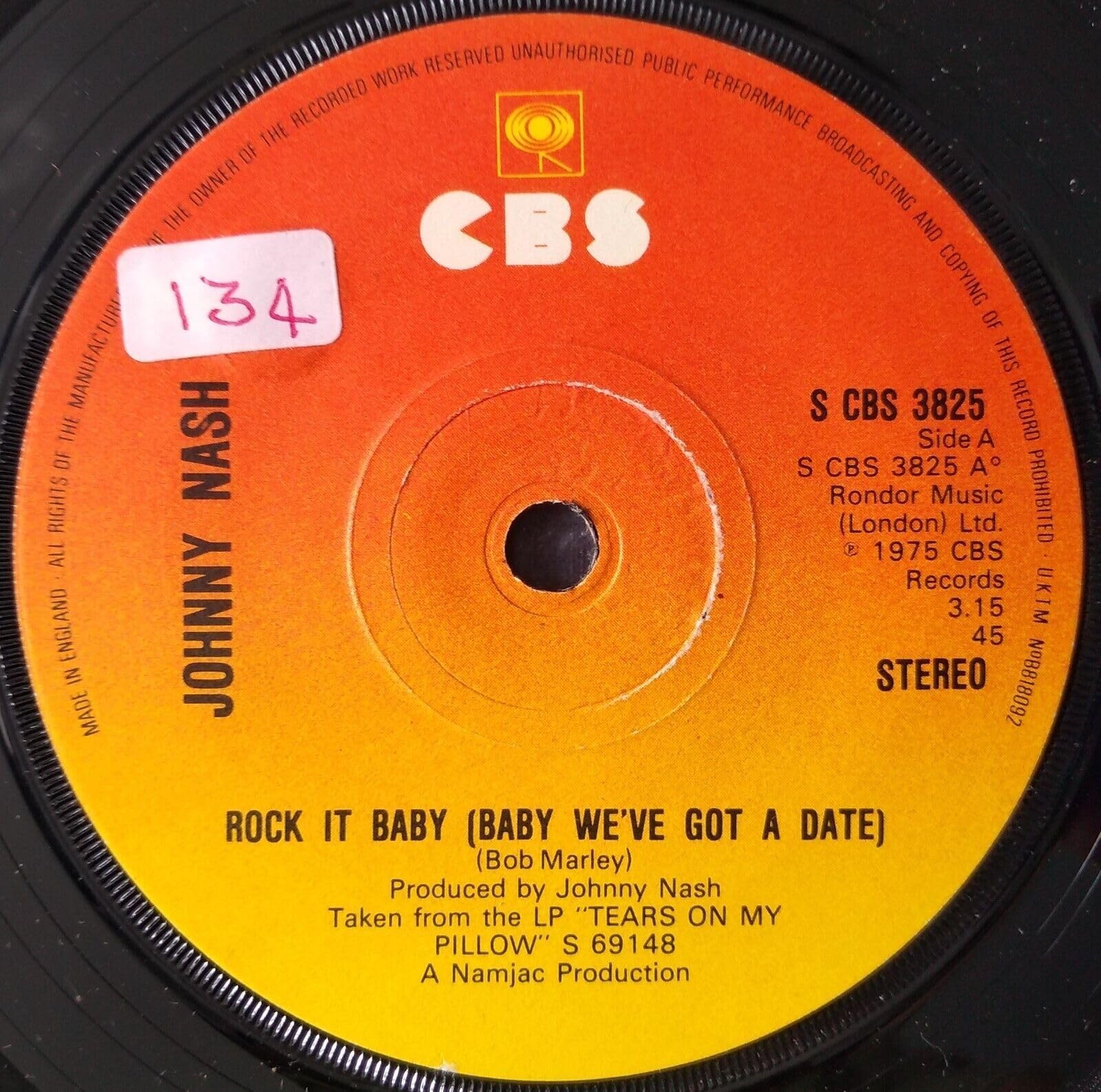 Johnny Nash - Rock It Baby (Baby We’ve Got a Date) (CBS 1975) 7" vinyl single VG/-