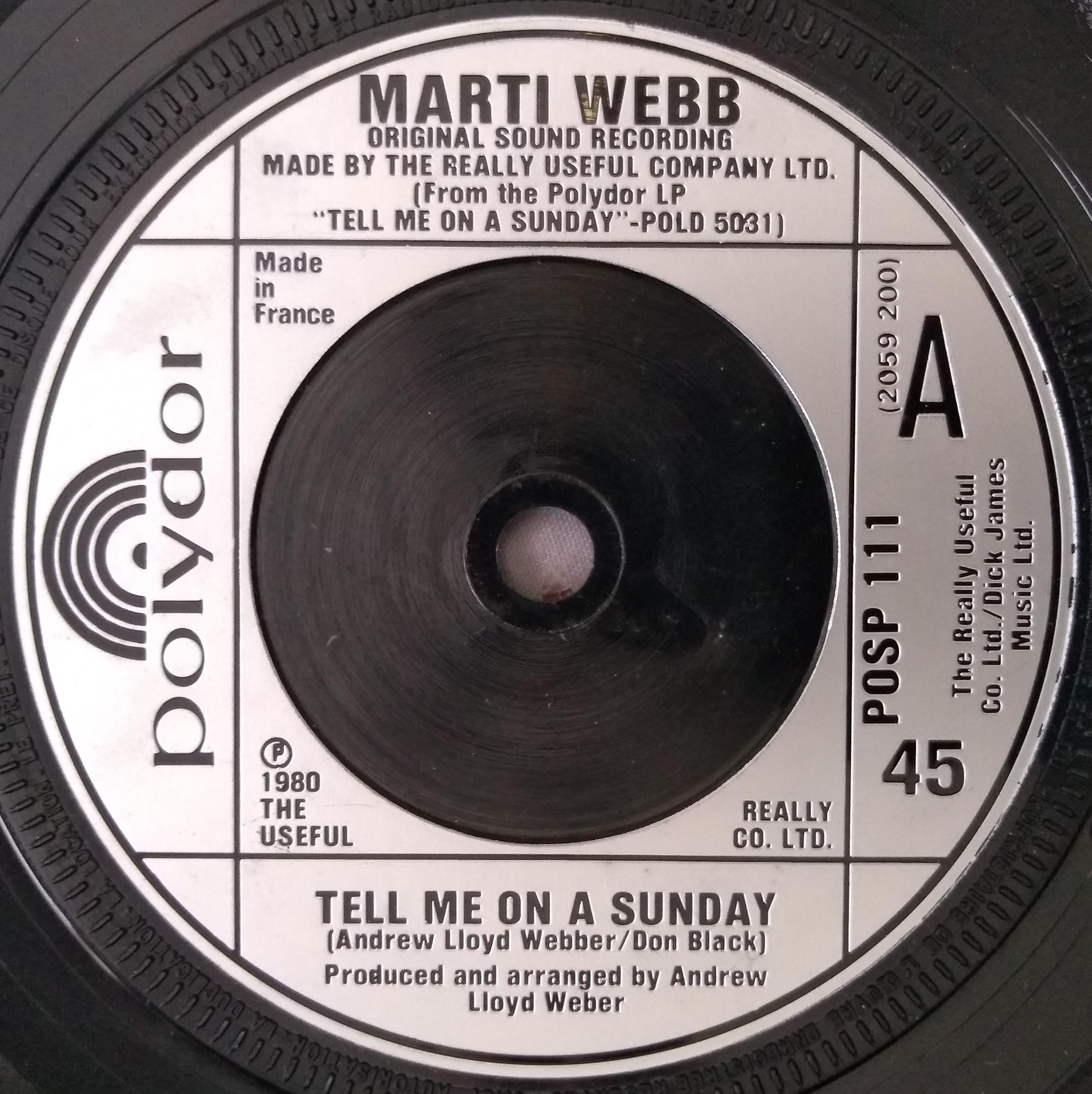 Marti Webb – Tell Me On A Sunday (Polydor 1990) 7" vinyl single VG/-