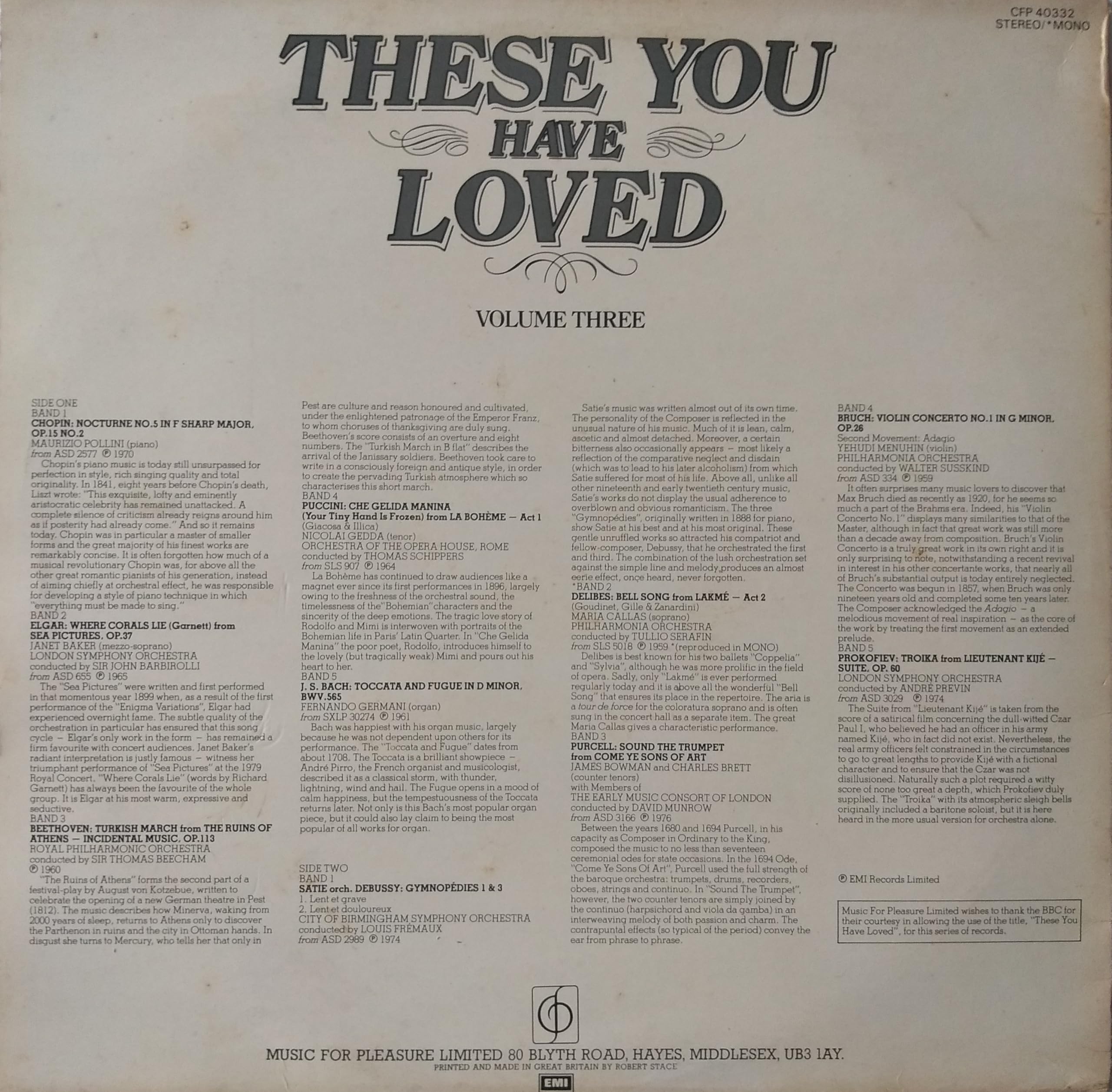 Various - These You Have Loved - Volume Three (EMI) 12" vinyl LP VG/VG
