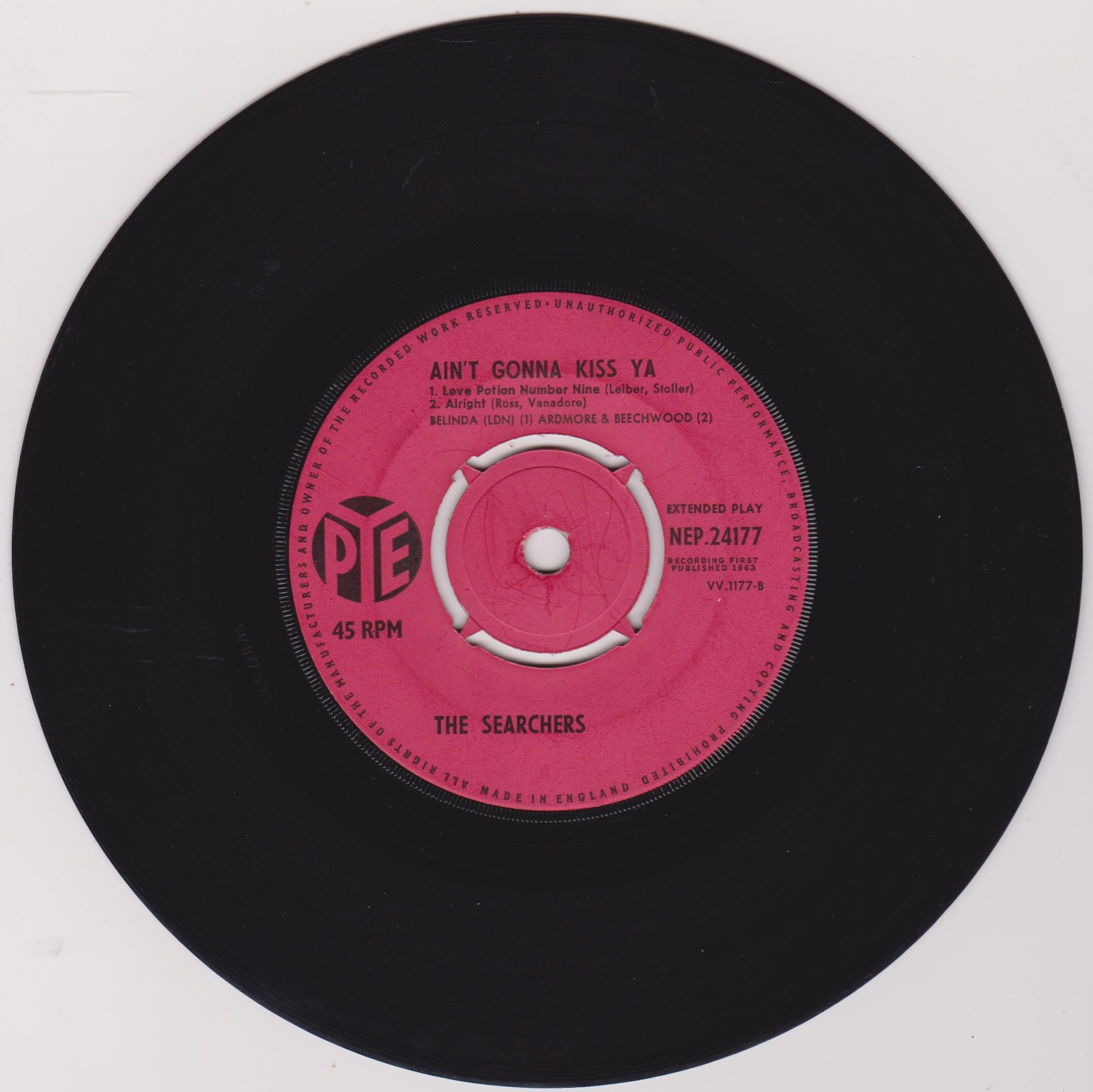The Searchers ‎– Ain't Gonna Kiss Ya (Pye 1963) 7" vinyl EP VG/VG