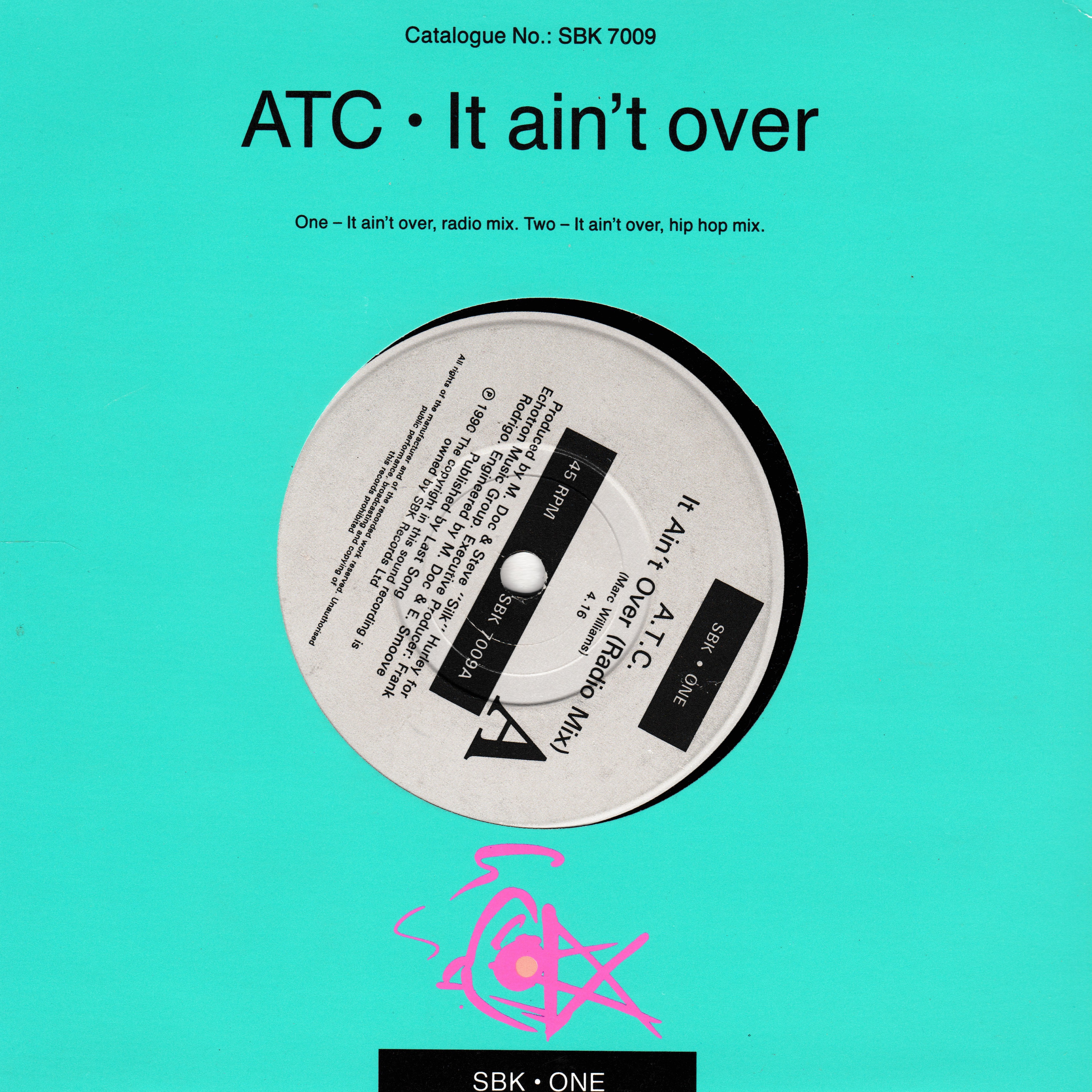 ATC ‎– It Ain't Over (1990) 7" vinyl P/S single VG/VG