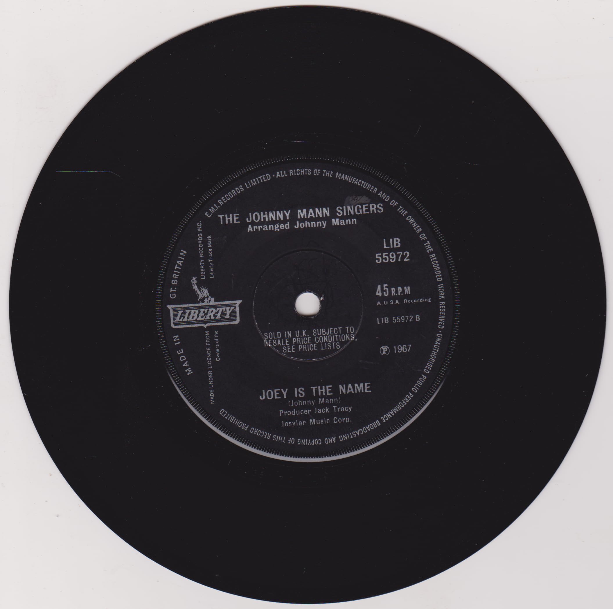 Johnny Mann Singers - Up-Up And Away (Liberty 1967) 7" vinyl single VG/-